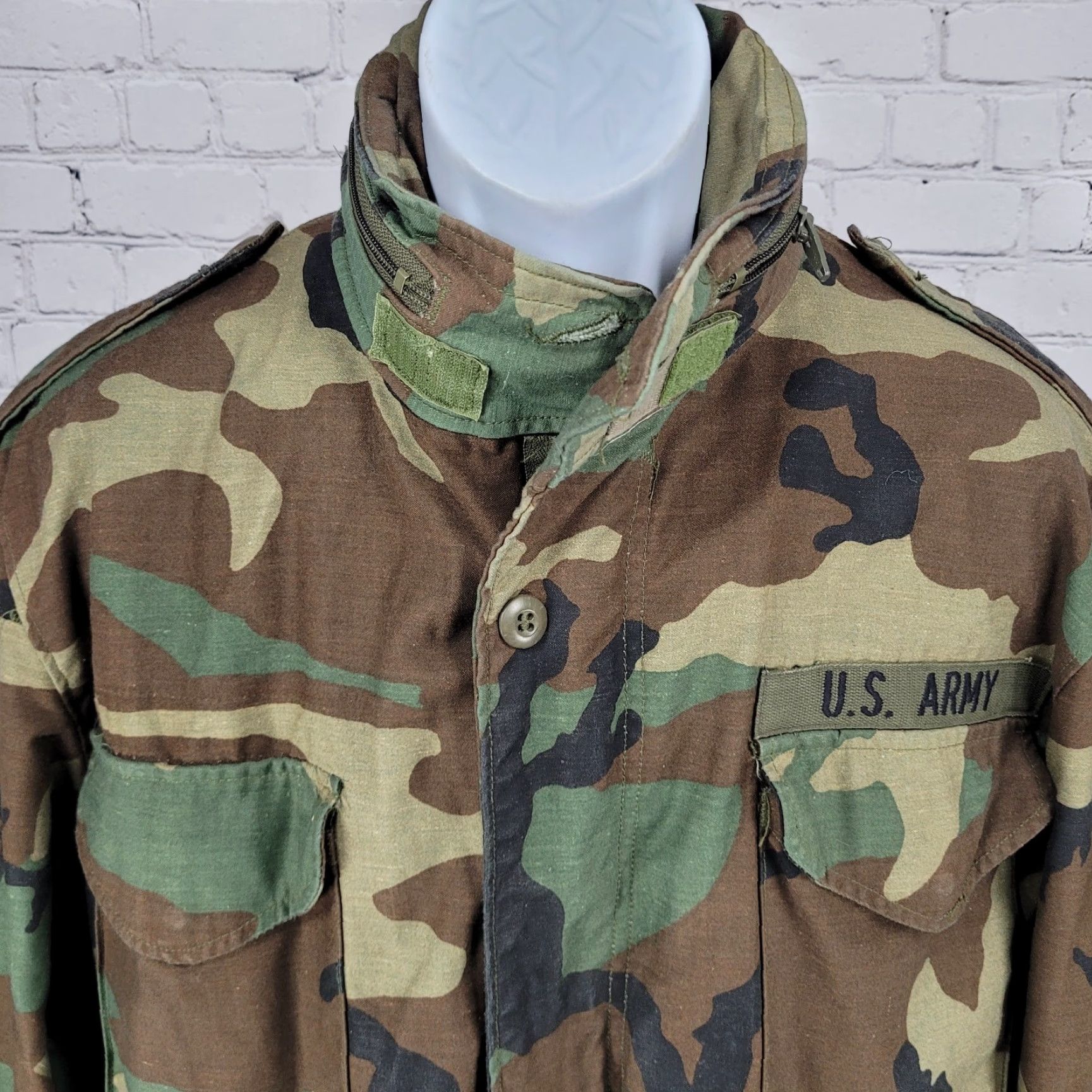 Vintage US Army Jacket Field Camo Cold Weather Zip Snap Military Medium M Size US M / EU 48-50 / 2 - 7 Thumbnail