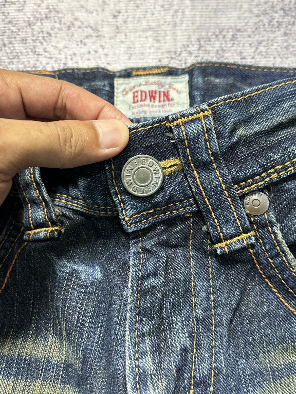 Japanese Brand 2000s Flare Edwin 411XVS Distressed Denim Y2k Size US 26 / EU 42 - 7 Thumbnail