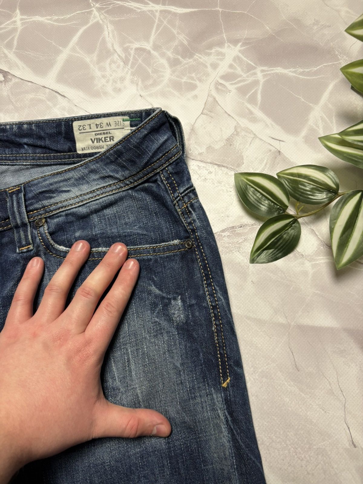 Diesel Diesel VIKER Jeans 008SV Straight Vintage Wash Blue 34x32 Size US 34 / EU 50 - 14 Thumbnail