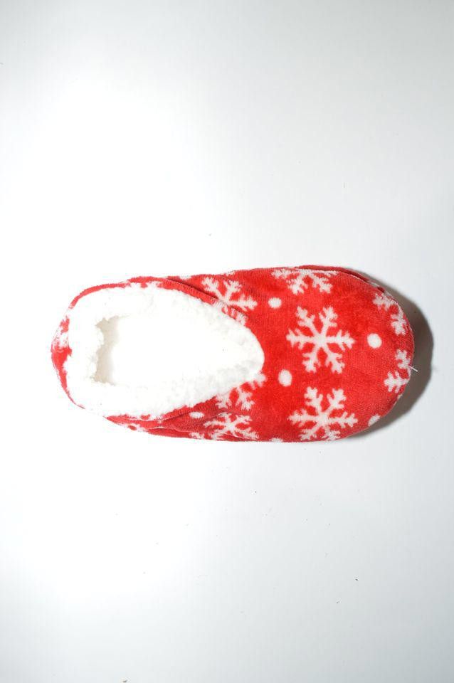 Designer Cozy Red Snowflake Fleece Slippers Size US 8 / IT 38 - 2 Thumbnail