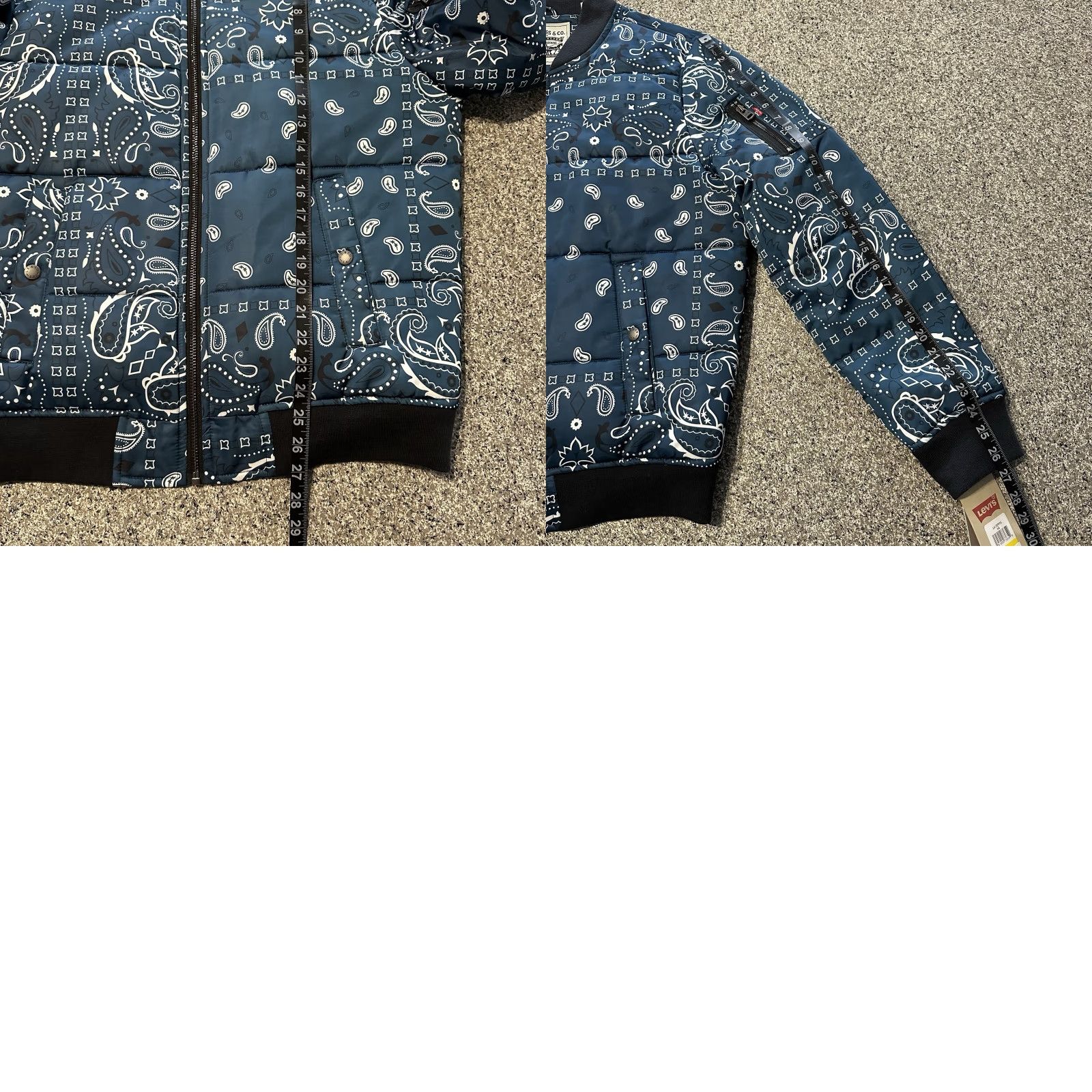 Levi's Levi's Bomber Jacket Mens M Quilted Puffer Blue Satin Bandana Paisley Jacket Size US M / EU 48-50 / 2 - 8 Thumbnail
