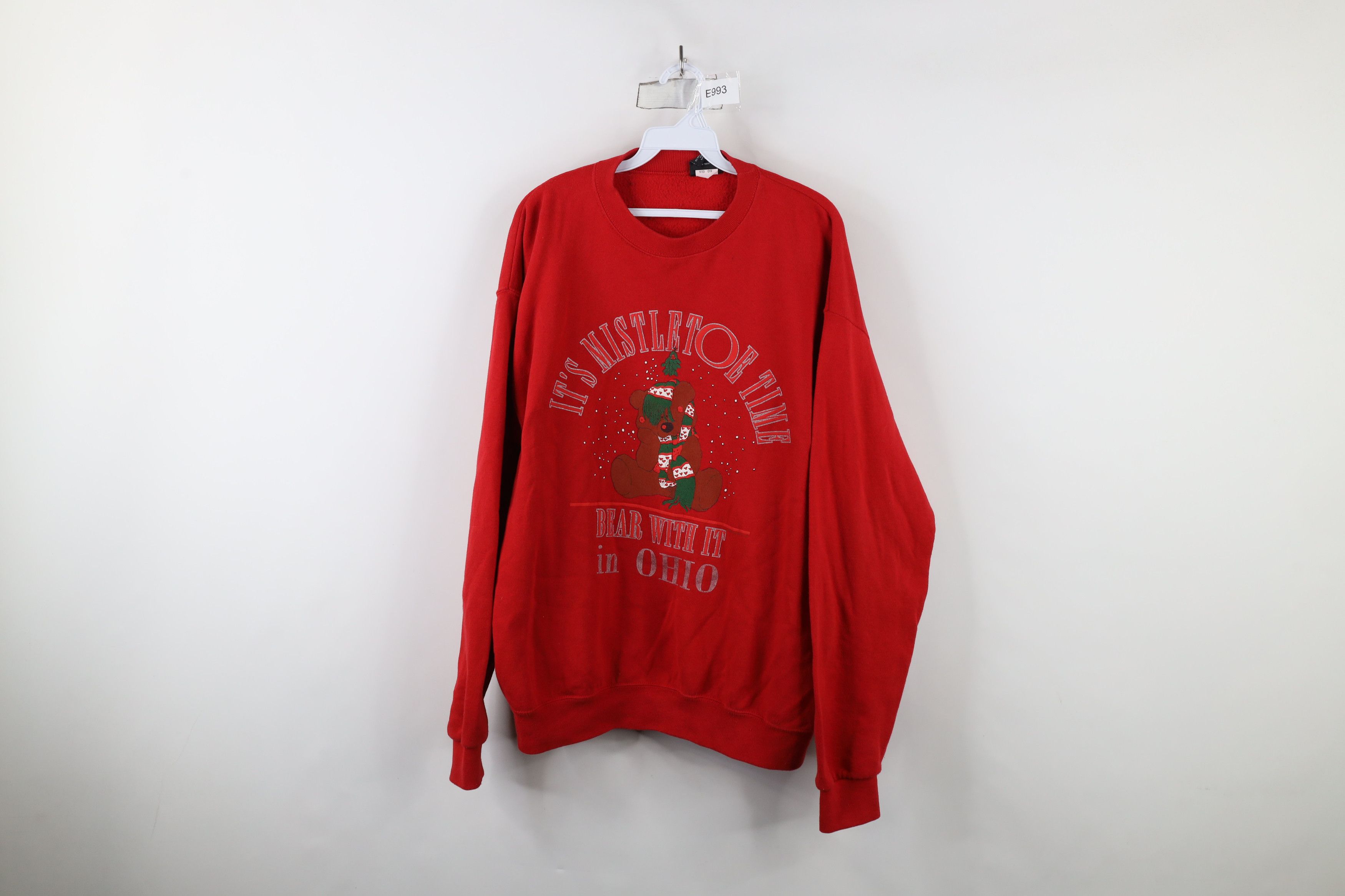 Vintage Vintage 90s Streetwear Christmas Ohio Sweatshirt Red USA Size L / US 10 / IT 46 - 1 Thumbnail
