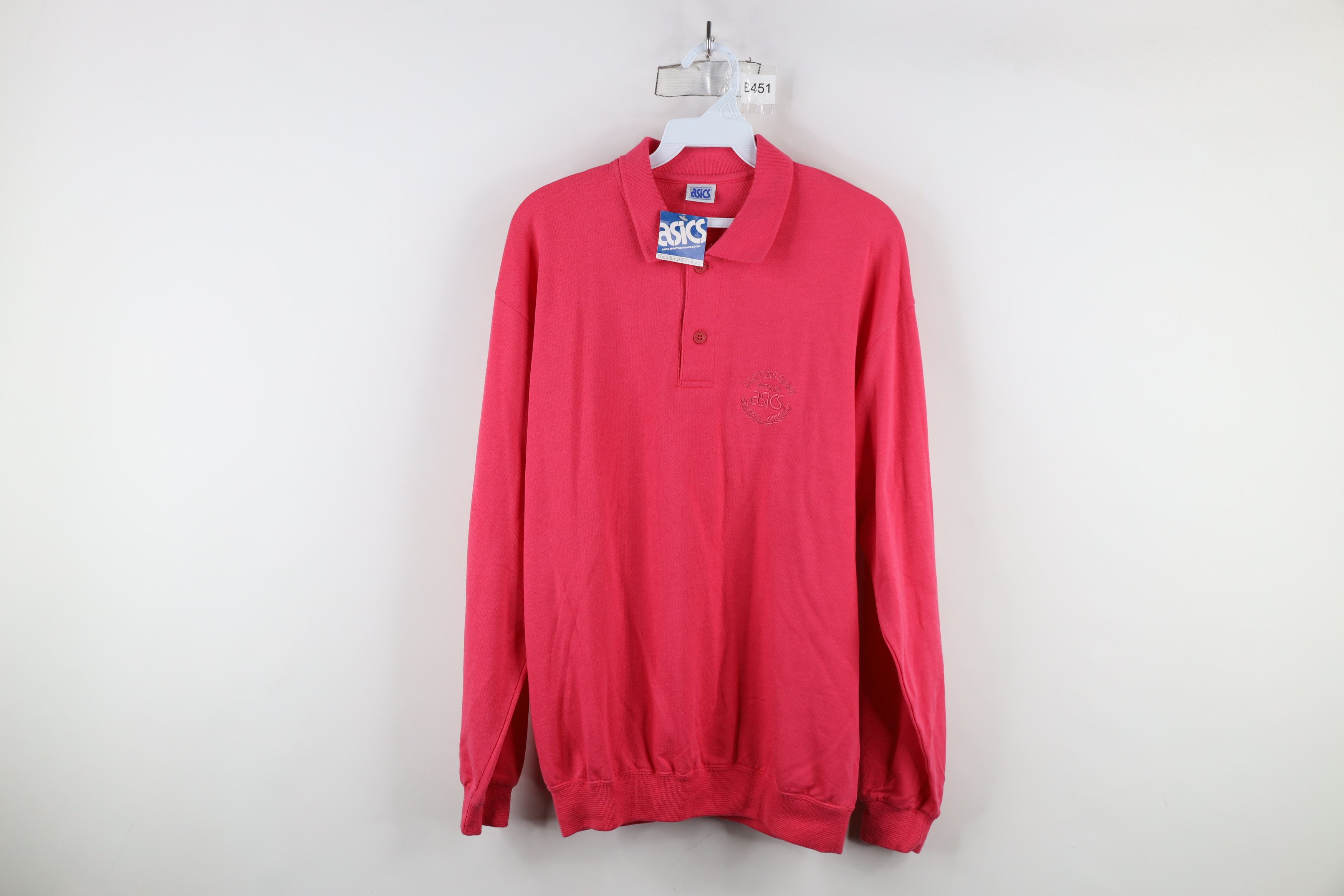 Asics × Vintage Deadstock Vintage 90s Asics Collared Pullover Polo Pink Size L / US 10 / IT 46 - 1 Thumbnail