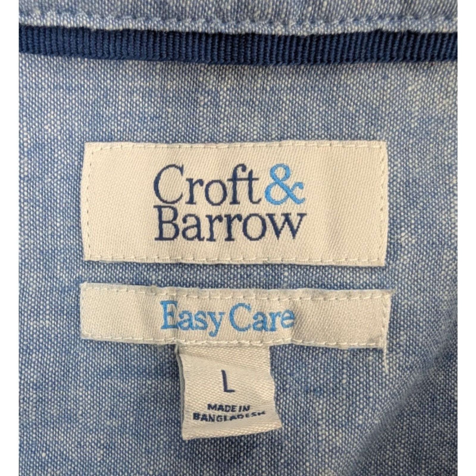 Croft & Barrow VINTAGE Croft & Barrow Linen Shirt Mens L Short Sleeve Button-Down Blue Easy Care Size US L / EU 52-54 / 3 - 6 Thumbnail