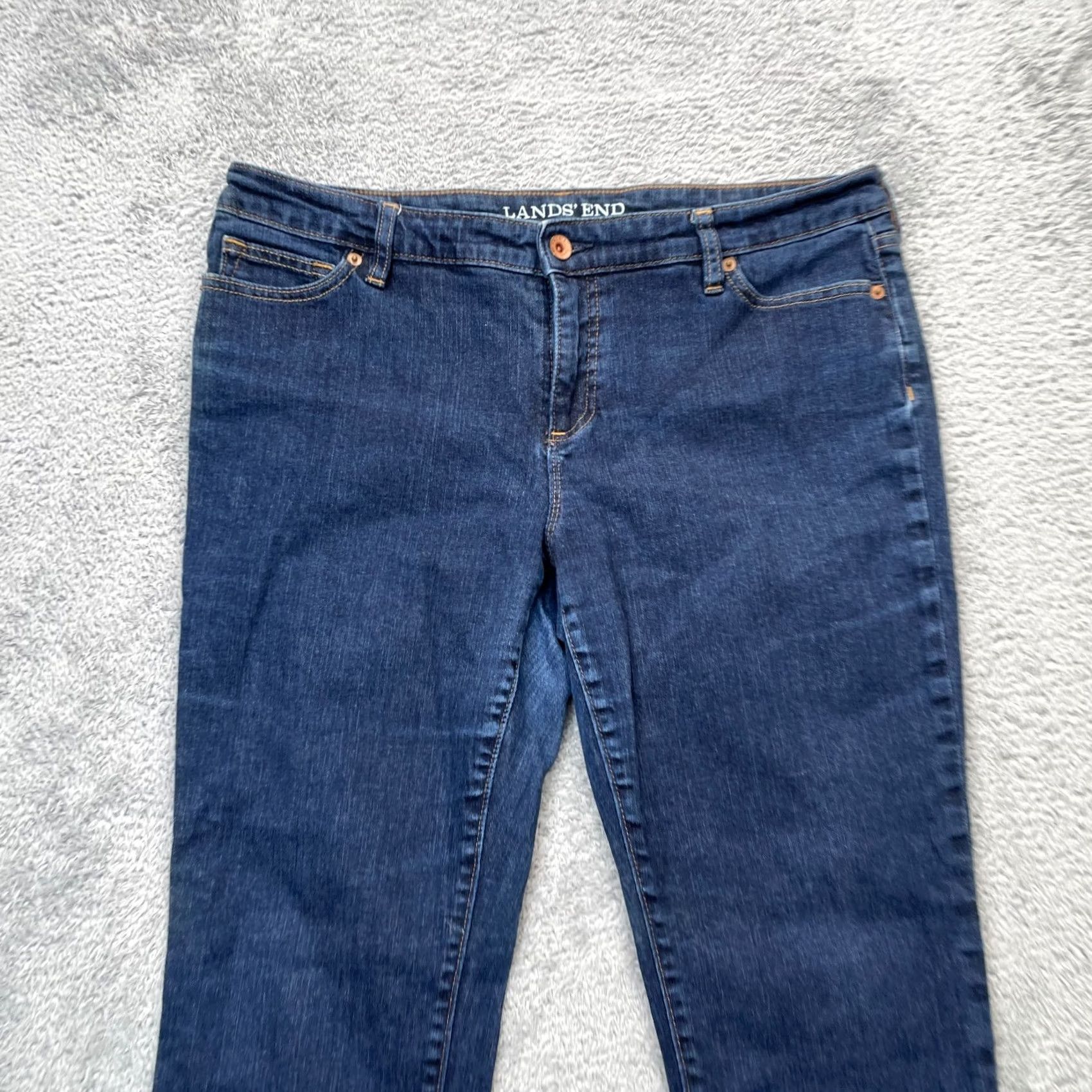 Lands' End Lands' End Jeans Womens 14P Blue Slim Leg Denim Stretch Cotton 5-Pocket Zip Button Logo City Preppy Size 24" / US 00 / IT 34 - 7 Thumbnail