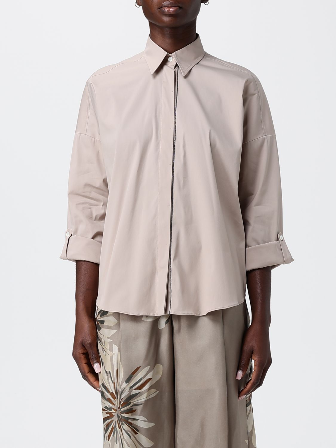 Brunello Cucinelli Brunello Cucinelli Shirt Woman Beige Size S / US 4 / IT 40 - 1 Thumbnail