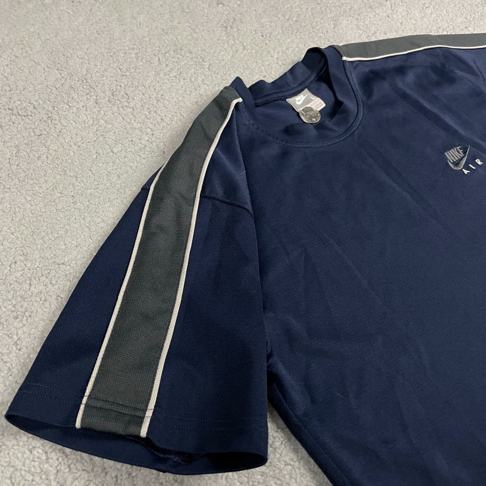 Nike Nike Tshirt Mens Large Jersey Blue Gray Air Adult Nike Tee Swoosh L Retro Shirt Men Short Sleeve Crew Neck Logo Jersey Size US L / EU 52-54 / 3 - 6 Thumbnail