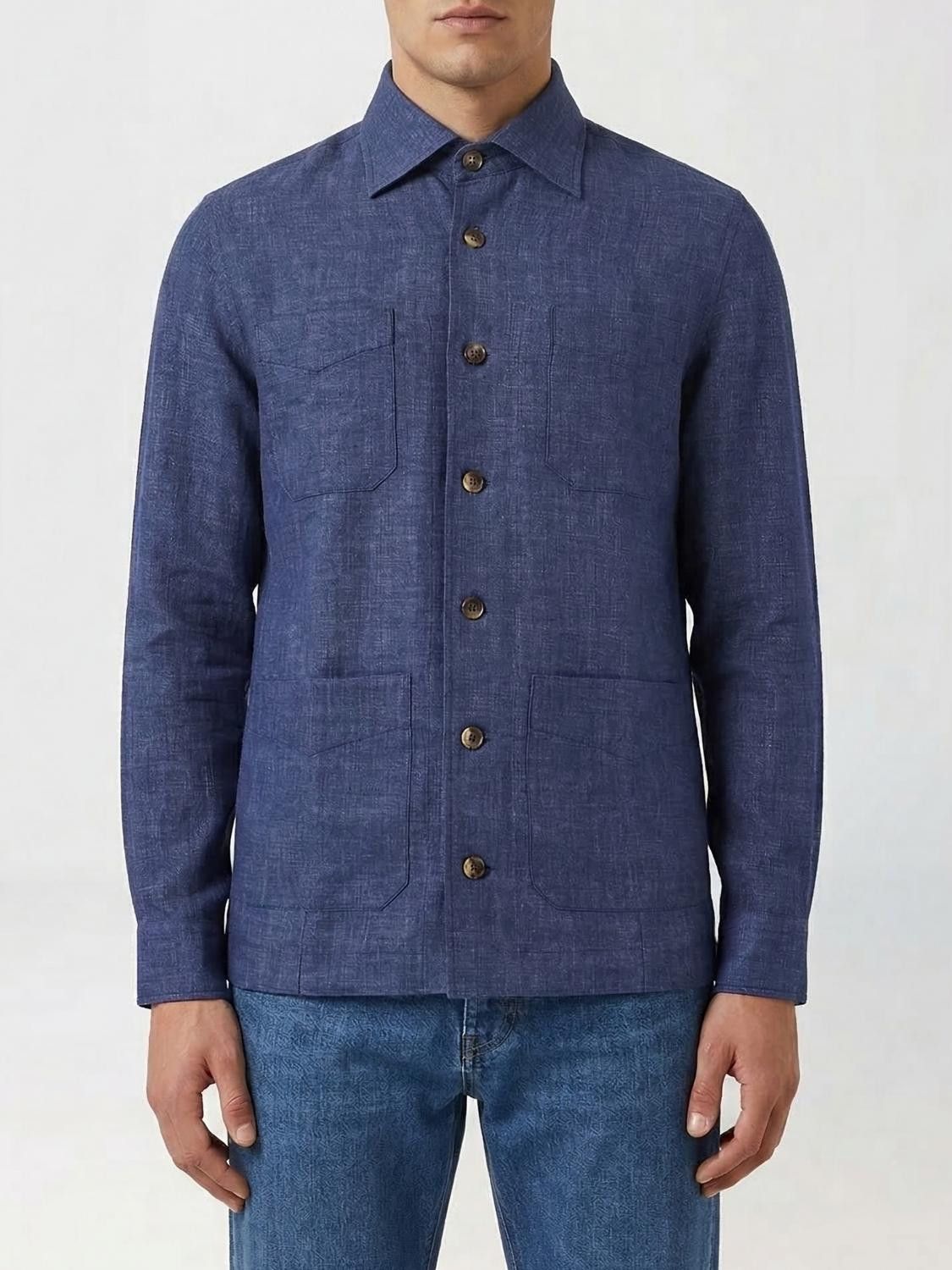 Brunello Cucinelli Brunello Cucinelli Shirt Men Blue Size US XL / EU 56 / 4 - 1 Thumbnail