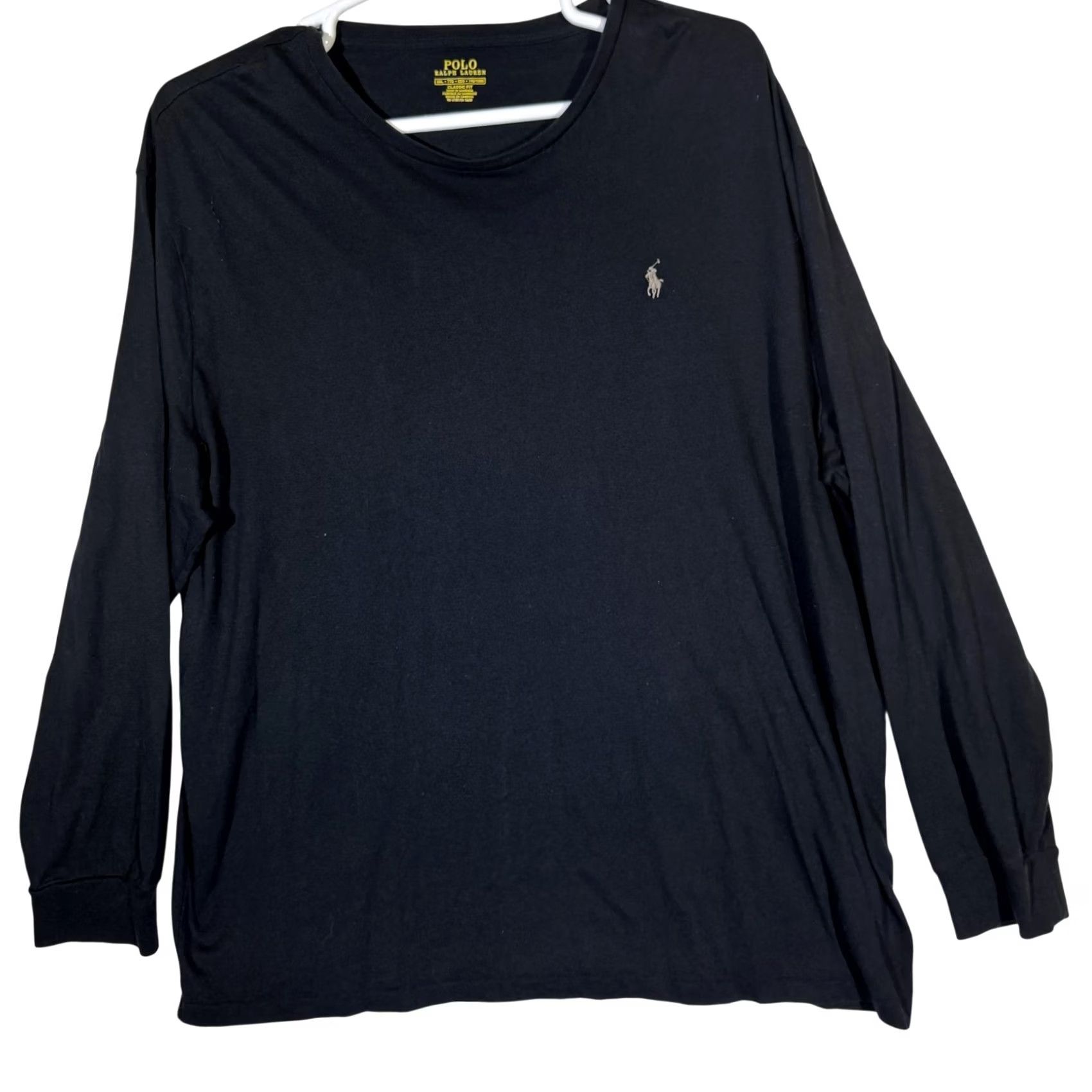 Polo Ralph Lauren Polo Ralph Lauren Shirt Mens 2XL Black Classic Fit Long Sleeve Crewneck Pony Tee Size US XXL / EU 58 / 5 - 2 Thumbnail