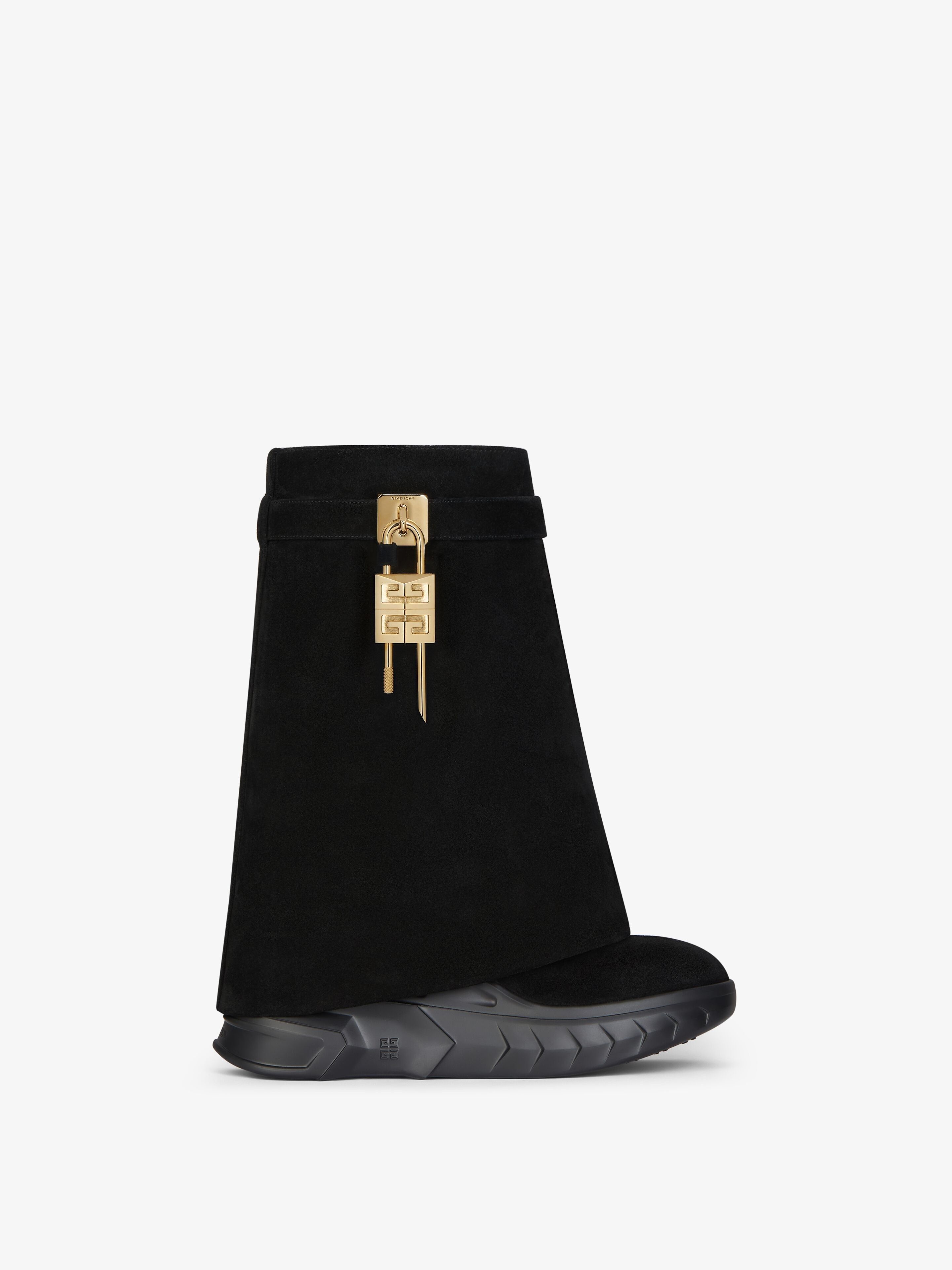 Givenchy o1srvl11e0525 Shark Lock Ankle Boots Biker Low Wedge Black Size US 6 / IT 36 - 1 Thumbnail
