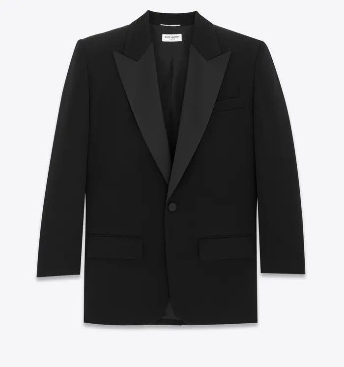 Saint Laurent Paris o1la1rc1a1225 782771 Oversized Tuxedo Jacket Grain Poudre Size US XL / EU 56 / 4 - 1 Thumbnail