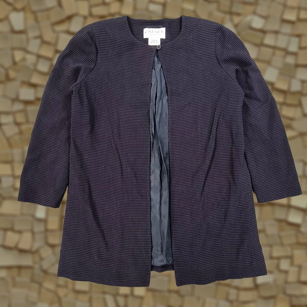 Jaeger Jaeger Womens Jacket Navy Blue Striped Lightweight 12 UK Linen Blend Viscose Open Front Casual Womens Jacket Size XL / US 12-14 / IT 48-50 - 1 Thumbnail