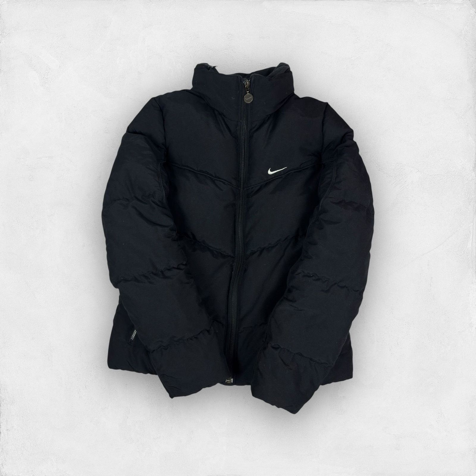 Nike × Vintage Nike Women's Black Swoosh Logo Full Zip Puffer Jacket XS Size XS / US 0-2 / IT 36-38 - 1 Thumbnail