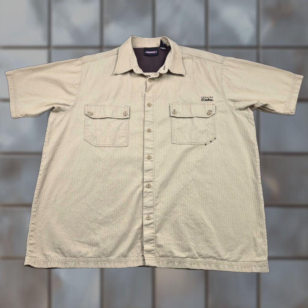 Dickies Dickies Shirt Mens 2XL Button-Up Beige Stripe Short Sleeve Workwear Casual Camp Shirt Size US XXL / EU 58 / 5 - 1 Thumbnail