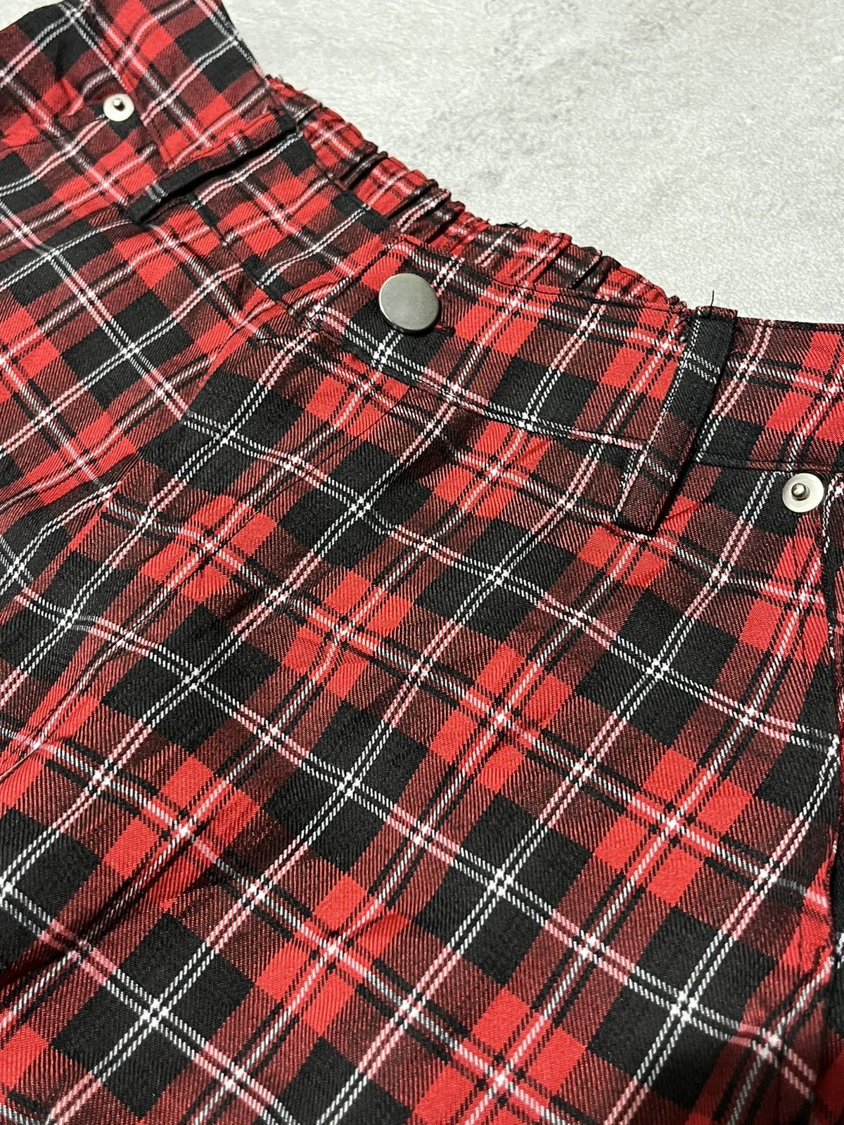 Japanese Brand Mad Punk Tartan Bondage Flare Pants Size 26" / US 2 / IT 38 - 4 Thumbnail