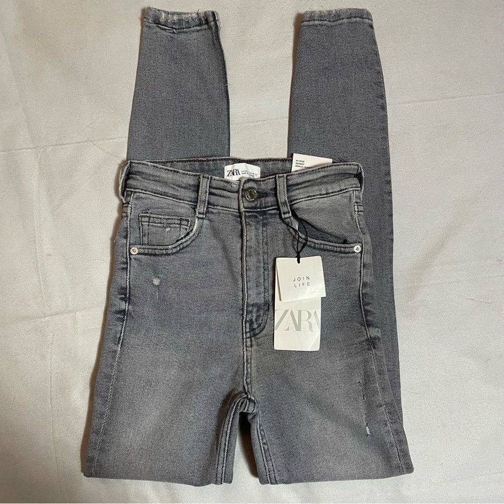 Zara NWT New Zara Hi-Rise Ankle Length Vintage Skinny Grey Jeans Size 26" / US 2 / IT 38 - 3 Thumbnail