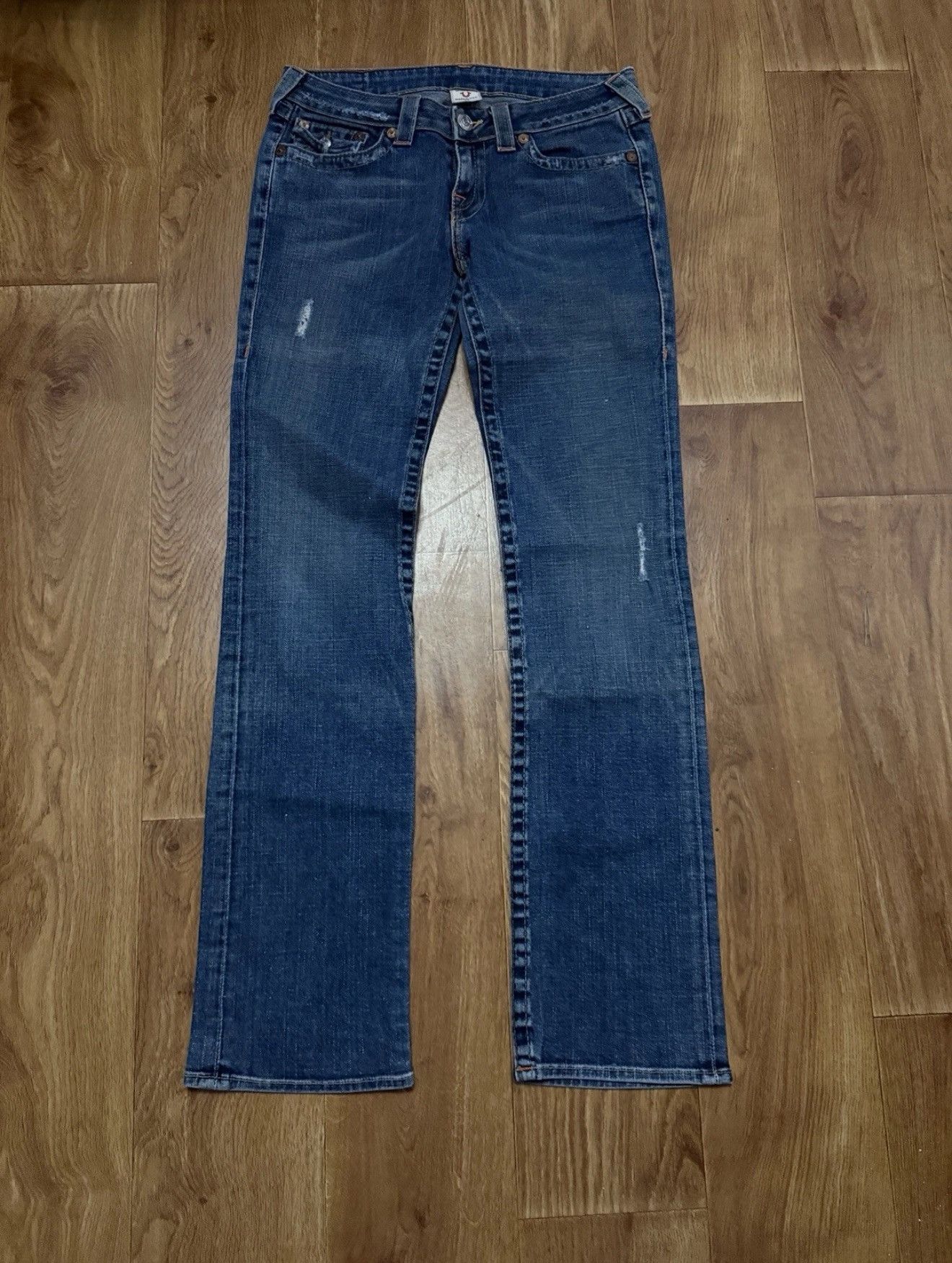 True Religion True Religion Billy Women`s Low Rise Flared Jeans Selvedge Size 29" - 6 Thumbnail
