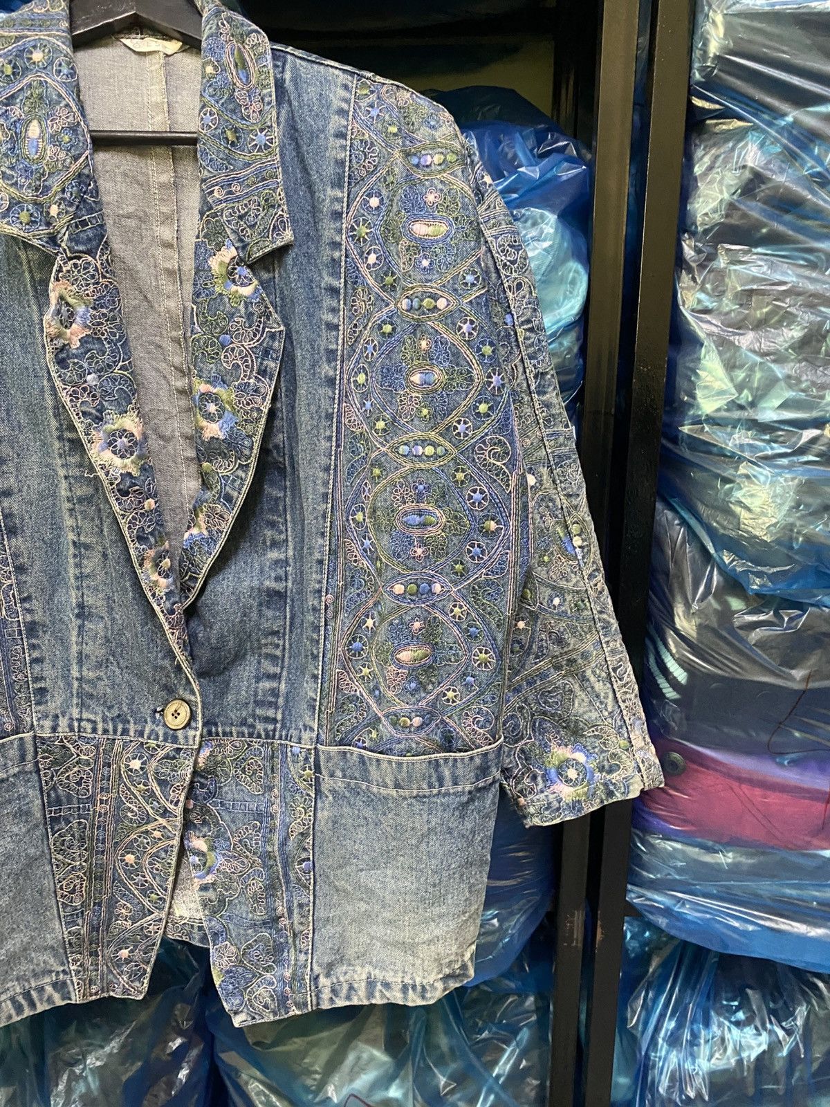 Indigo VINTAGE BOHO BORO SASHIKO JACKET MADE IN JAPAN Size US M / EU 48-50 / 2 - 4 Thumbnail