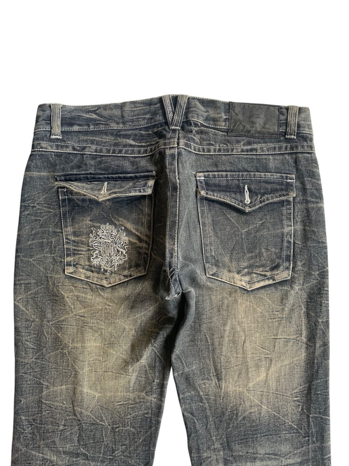 LOWBOX FLARE💥 LOMBOX RUSTY JAPANESE PUNK DISTRESSED DENIM☠️🎌 Size US 33 - 7 Thumbnail
