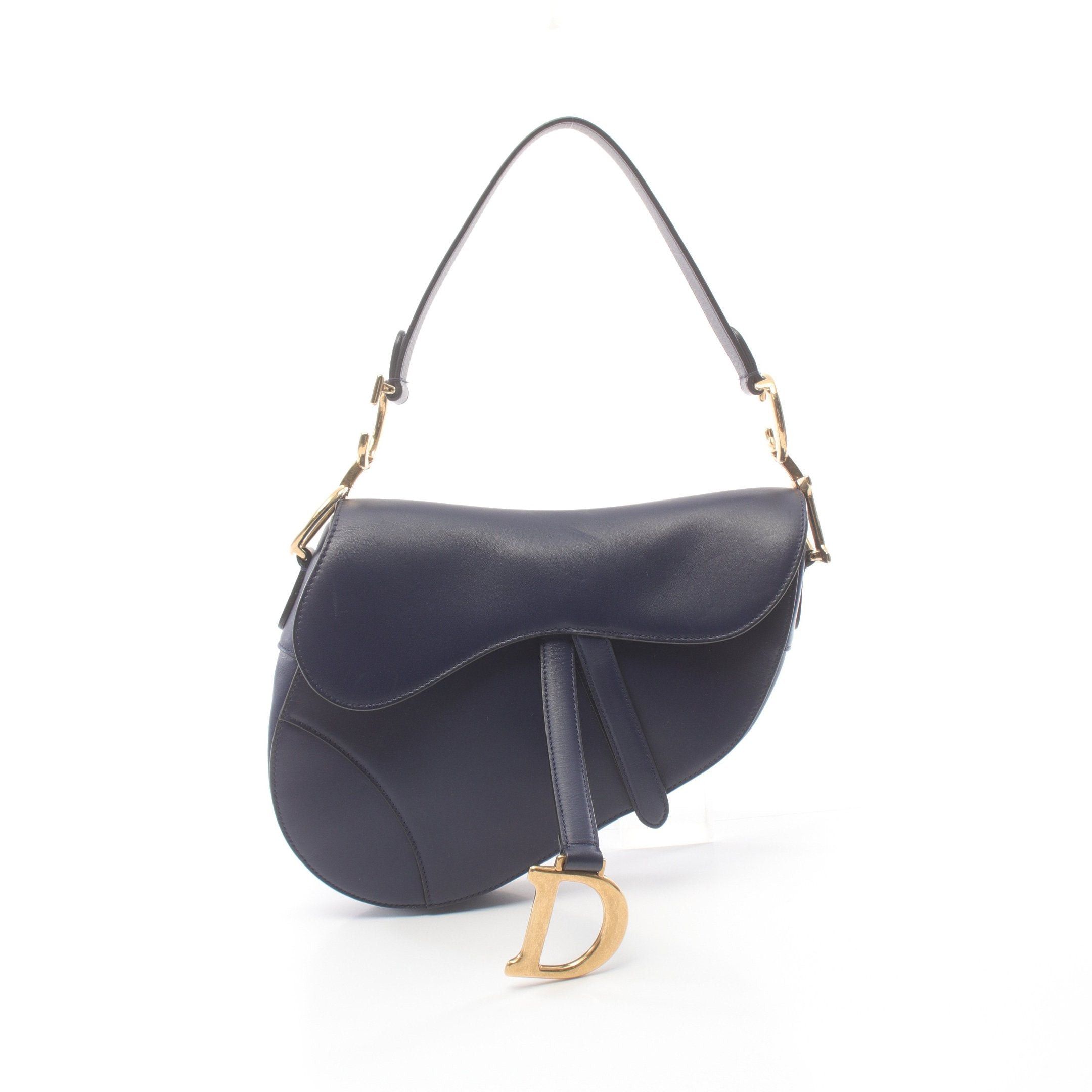 Dior Dior Saddle Bag Handbag Leather Navy Size ONE SIZE - 1 Thumbnail