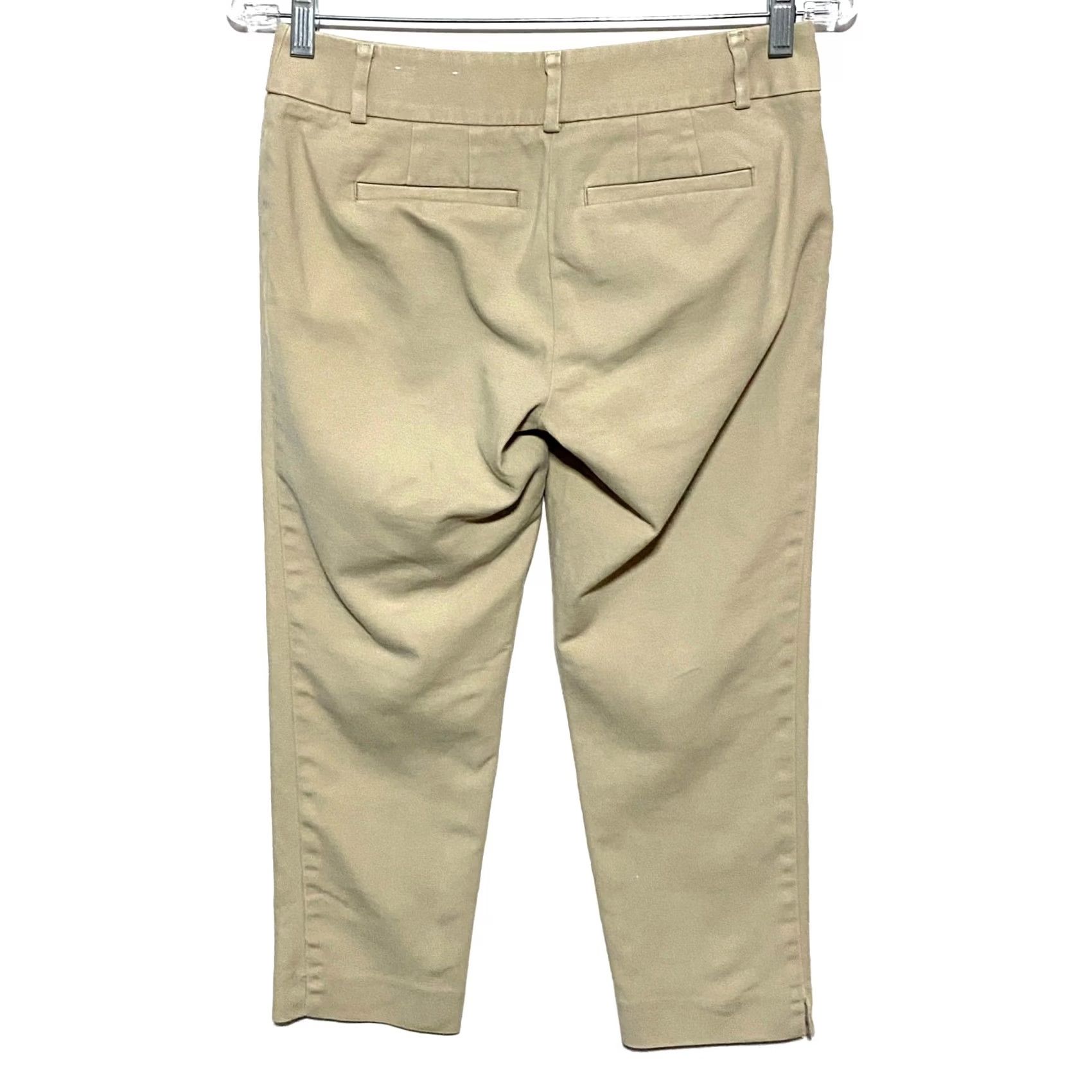 Loft LOFT Julie Riviera Pants Chinos 00P Petite Casual Workwear Travel Flat Front Womens Pants Cream Solid Preppy Classic Minimalist Neutral 00P Womens Size 24" / US 00 / IT 34 - 2 Thumbnail