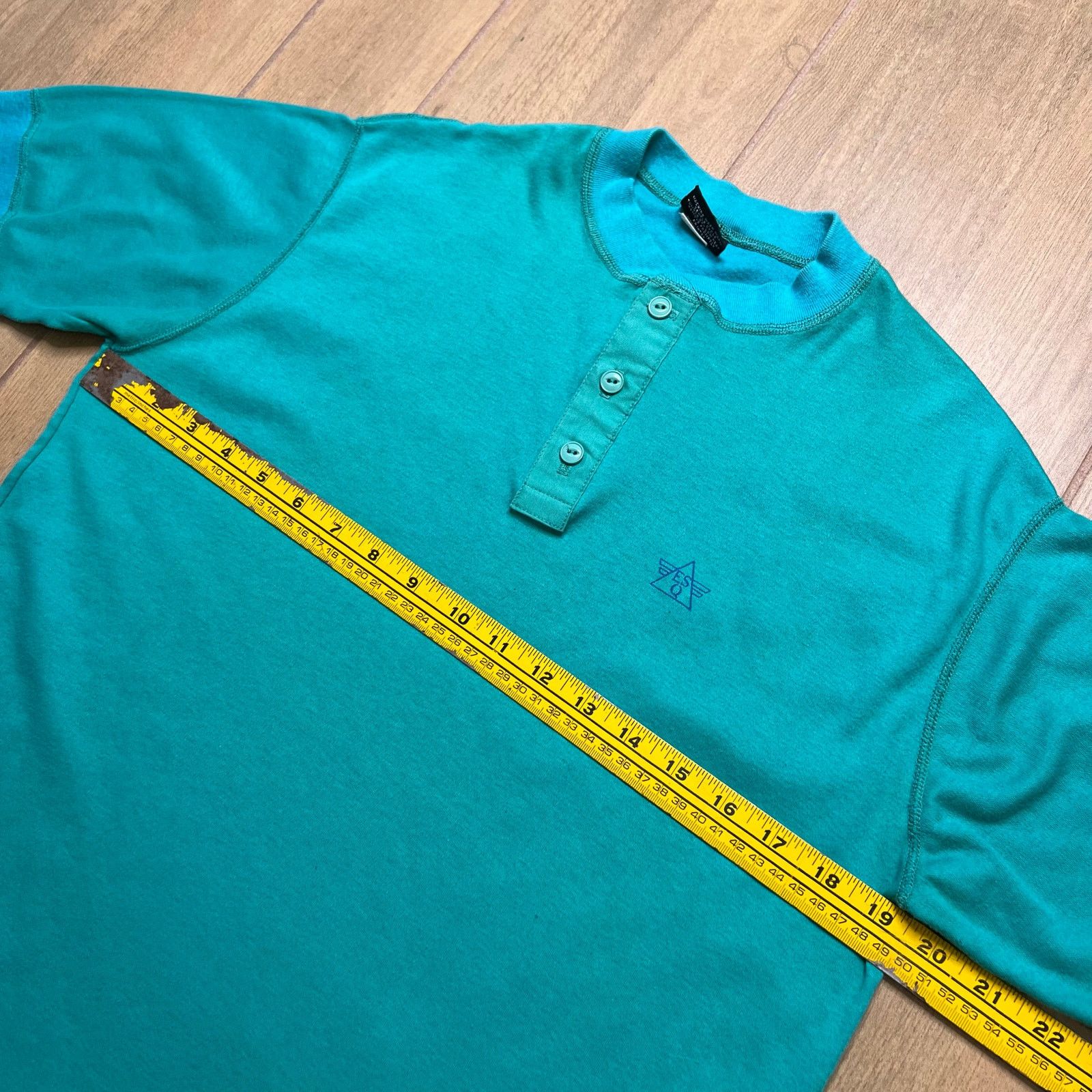 Vintage Vintage Esquire Henley Shirt Mens Large Green Teal Blue 90s Size US L / EU 52-54 / 3 - 6 Thumbnail