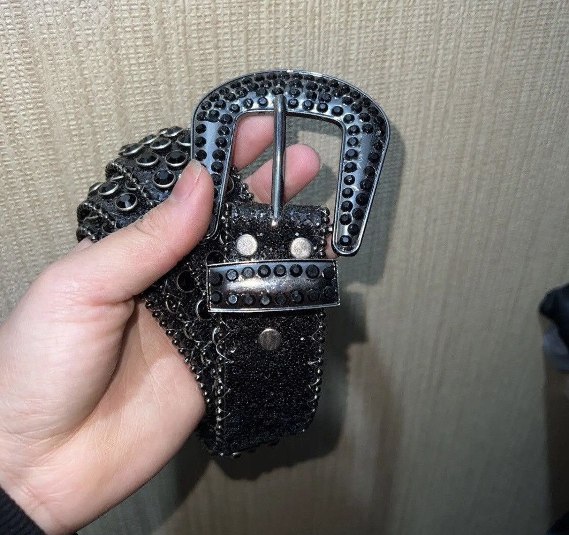 Leather Black rhinestone Rivet Belt Size ONE SIZE - 3 Thumbnail