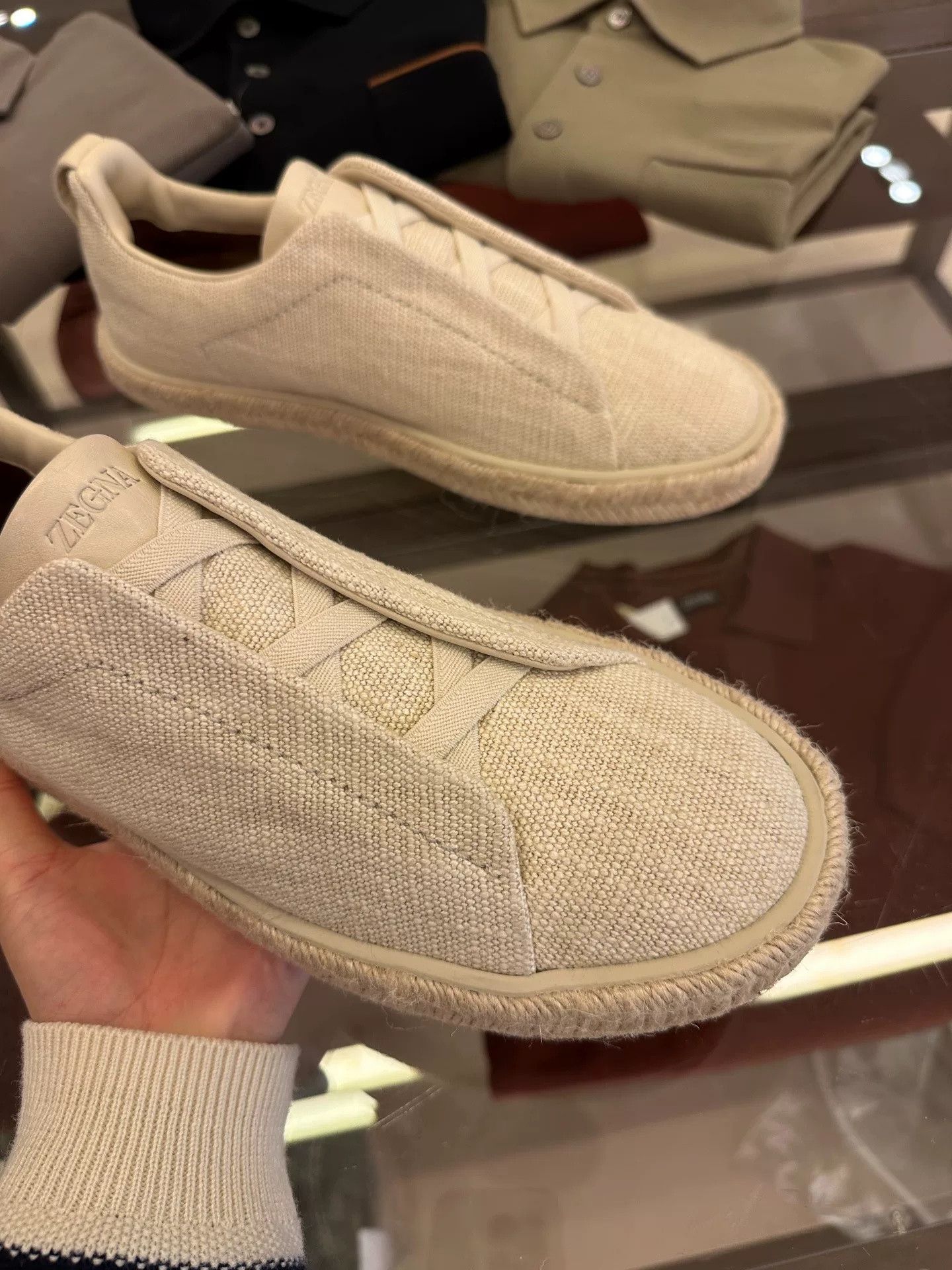 Ermenegildo Zegna Zegna Triple Stitch Beige Men's Sneakers Size US 8.5 / EU 41-42 - 4 Thumbnail