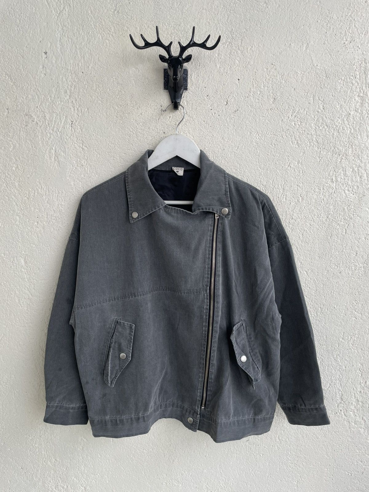 If Six Was Nine 2000s Coco Grey Asymmetrical Zip Jacket Biker Y2K LGB Under Size US XL / EU 56 / 4 - 1 Thumbnail