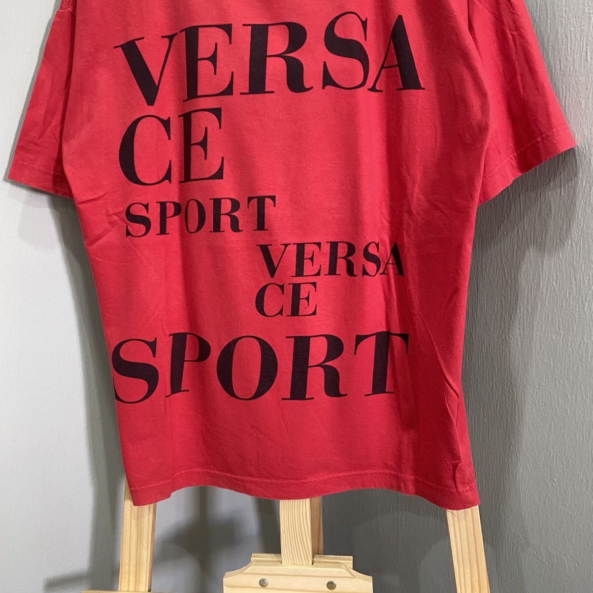Versace Vintage 90s Versace Sport Spell-Out Logo T-Shirt - Red Size US L / EU 52-54 / 3 - 4 Thumbnail