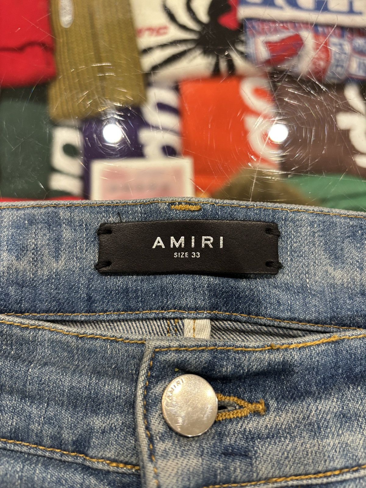 Amiri Amiri Clay Indigo Leather Stitch Logo Jeans Size: 33 Size US 33 - 5 Thumbnail