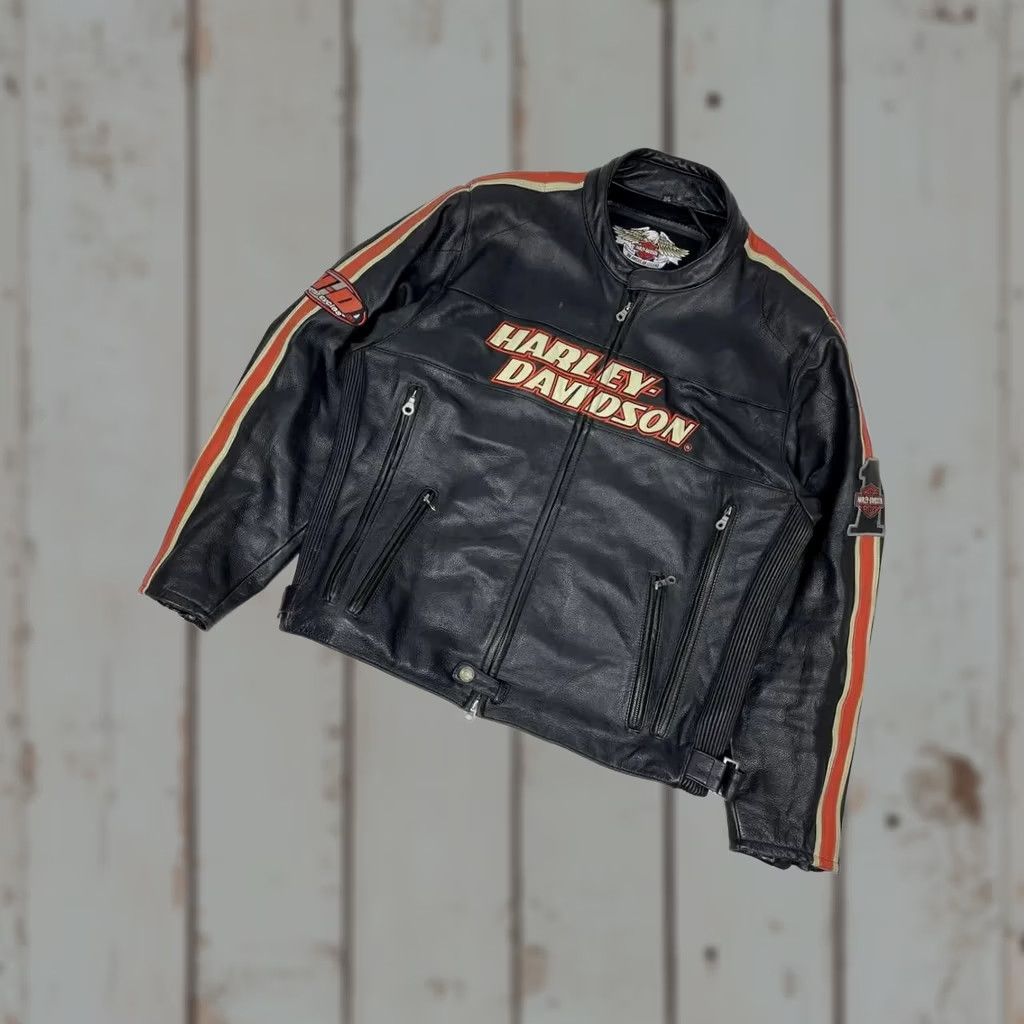 Harley Davidson VINTAGE Harley-Davidson Jacket Harley-Davidson Motorcycle Leather Jacket Biker 2XL Black Mens 90s Vintage Jacket Size US XXL / EU 58 / 5 - 1 Thumbnail