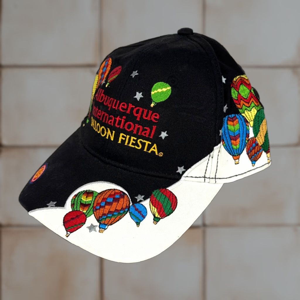 Vintage VINTAGE Albuquerque International Balloon Fiesta Embroidered Hat All Over 08 Y2K Adjustable Cotton Black HaT Cap Mens Size ONE SIZE - 1 Thumbnail
