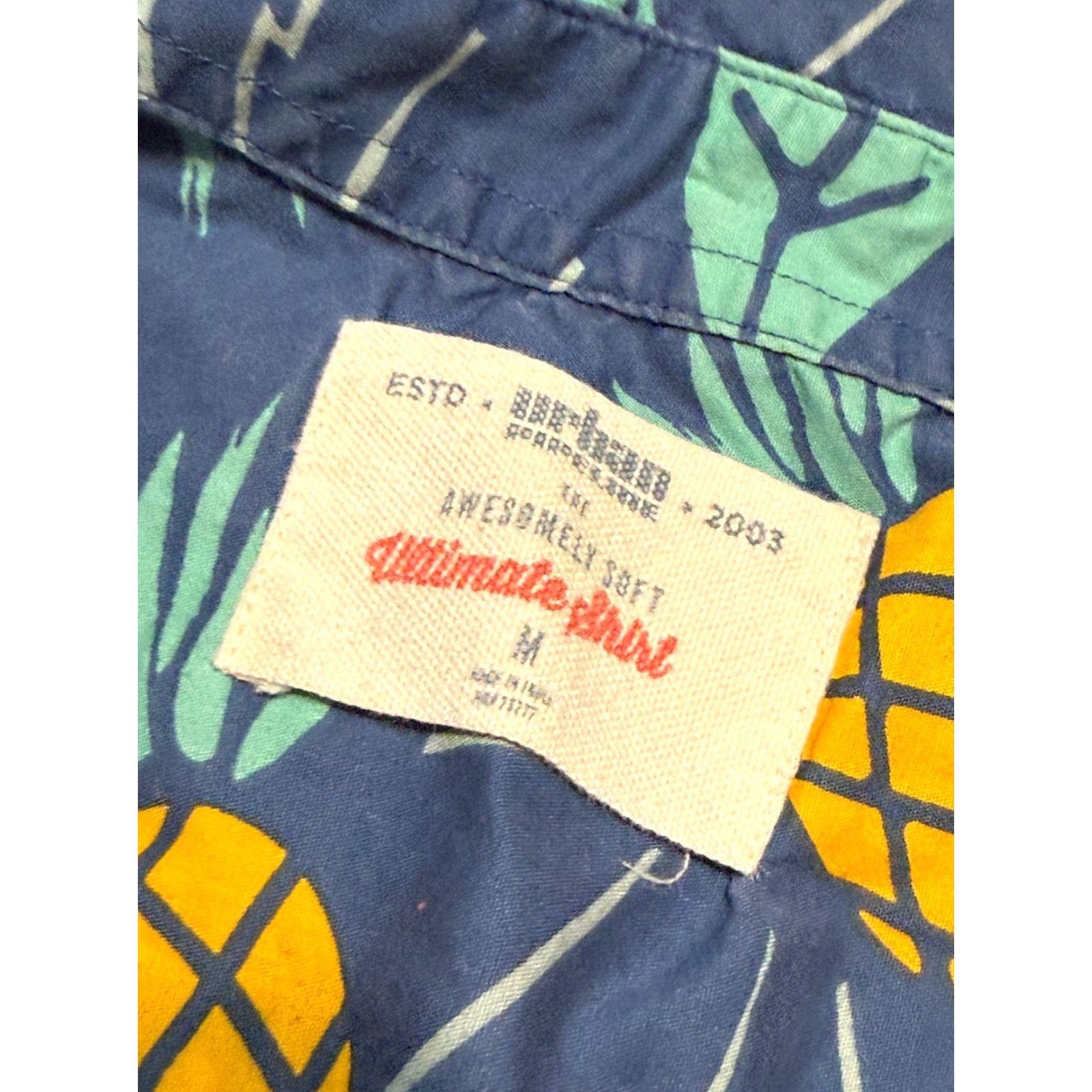 Vintage Urban Pipeline Shirt Men's Medium Blue Green Yellow Button Up Pineapples Size US M / EU 48-50 / 2 - 5 Thumbnail