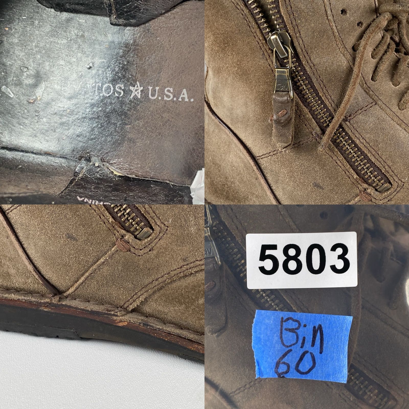 John Varvatos John Varvatos Barrett Boots Mens Leather Lace Up Ankle Chukka Bootie 10.5 Brown Rubber Burnished Toe Exposed Zippers M Contribution Size US 11 / EU 44 - 9 Thumbnail