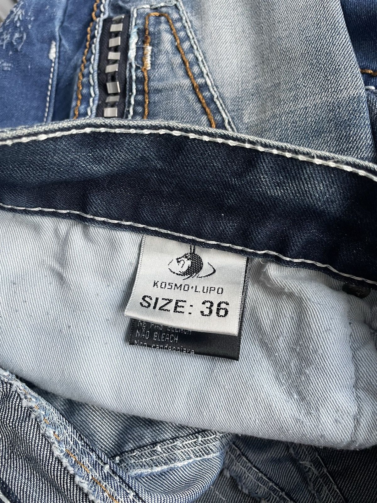 Japanese Brand Kosmo Lupo Navy Vintage Denim Jeans Avant Garde Trousers Size US 36 / EU 52 - 14 Thumbnail