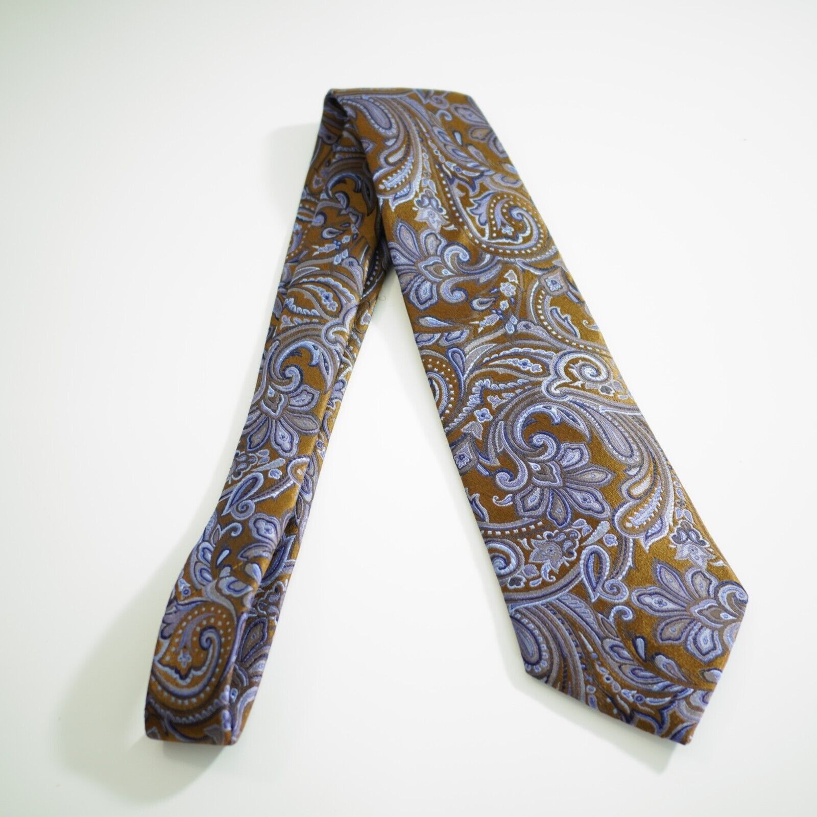 Hugo Boss Boss Hugo Boss Brown Blue Paisley Floral Woven Silk Tie Size ONE SIZE - 6 Thumbnail
