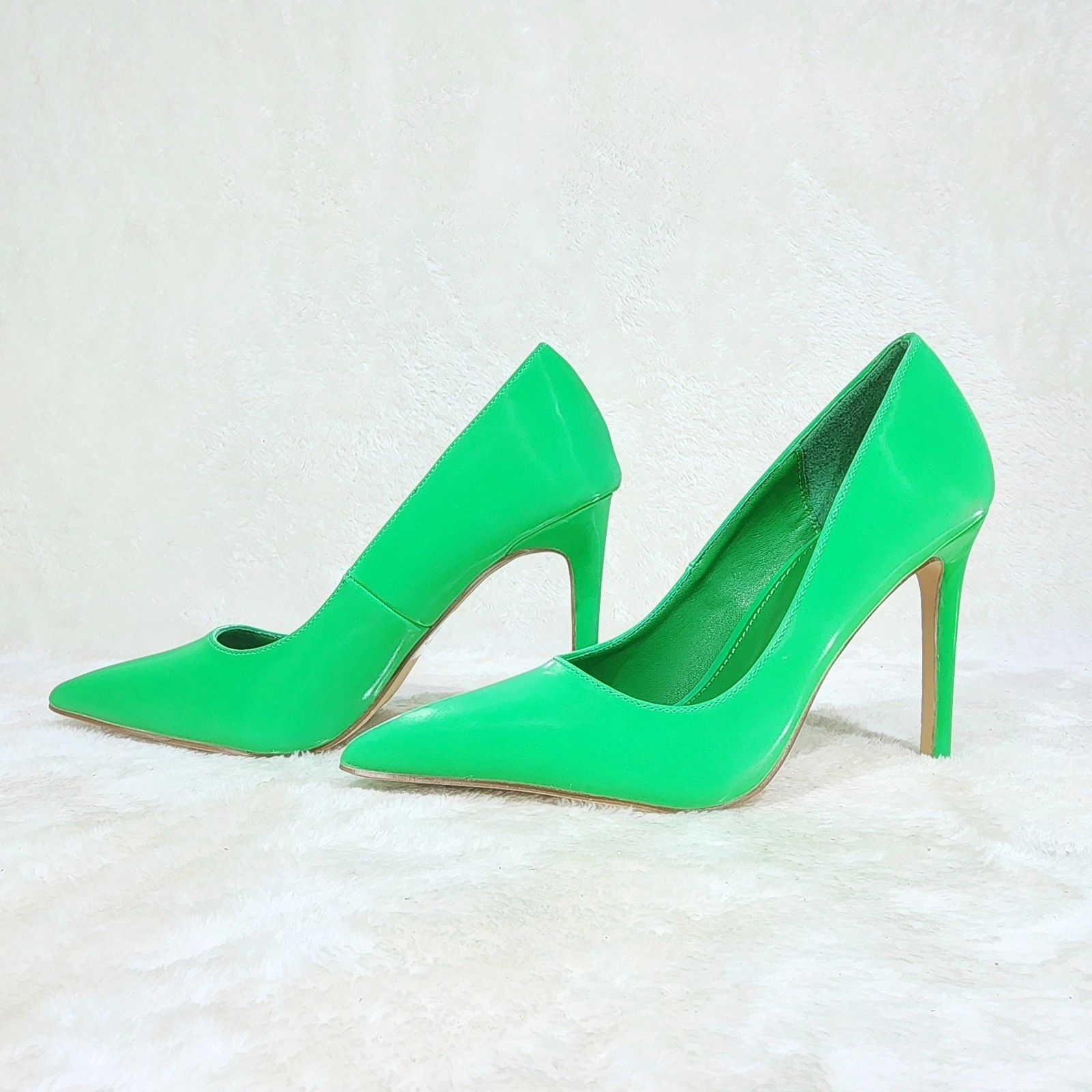 Other Bright Green High Heel Stiletto Pumps Evening Party Shoes Size US 7.5 / IT 37.5 - 4 Thumbnail