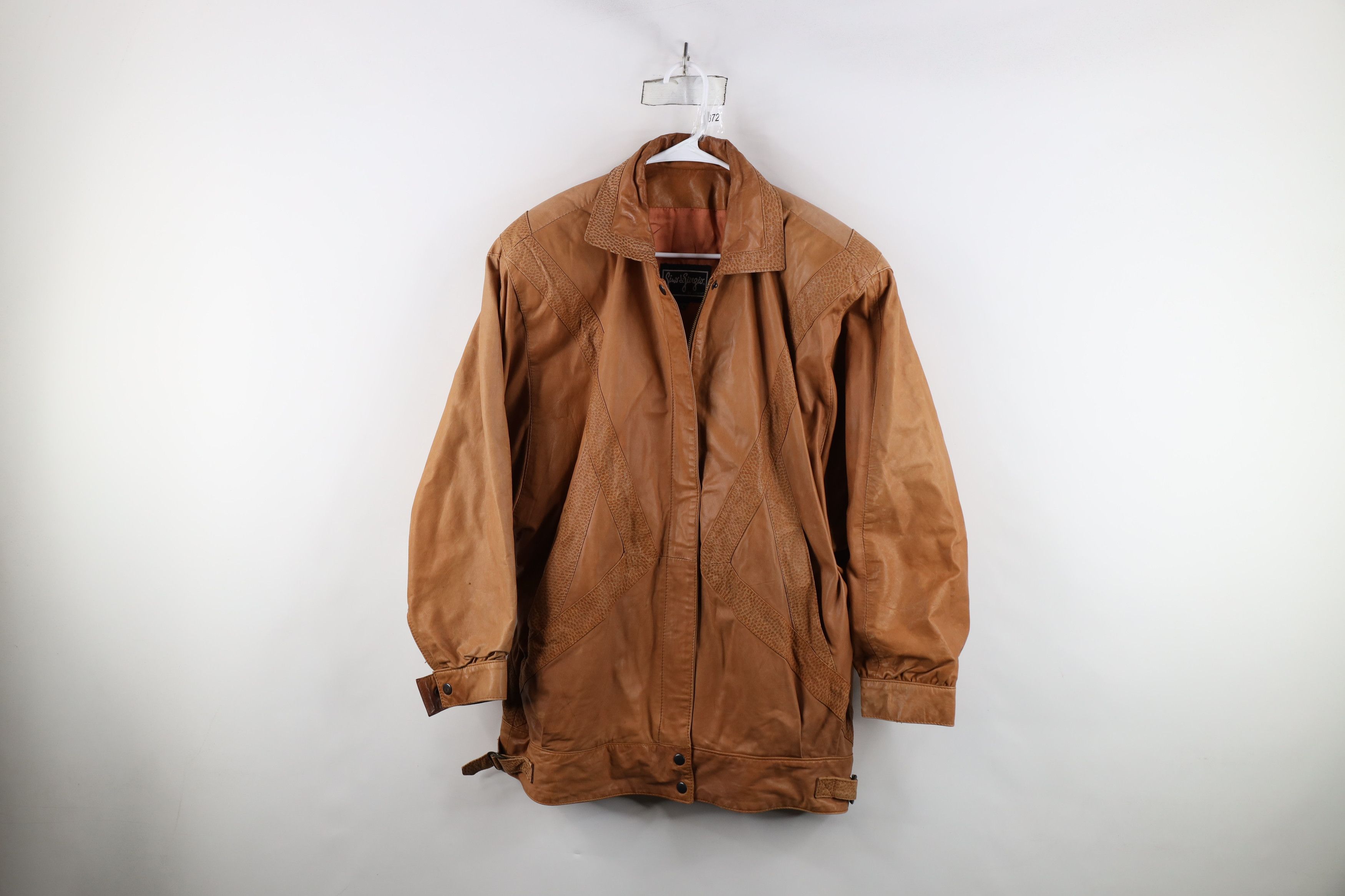 Vintage Vintage 80s 90s Streetwear Side Buckle Leather Jacket Brown Size L / US 10 / IT 46 - 1 Thumbnail