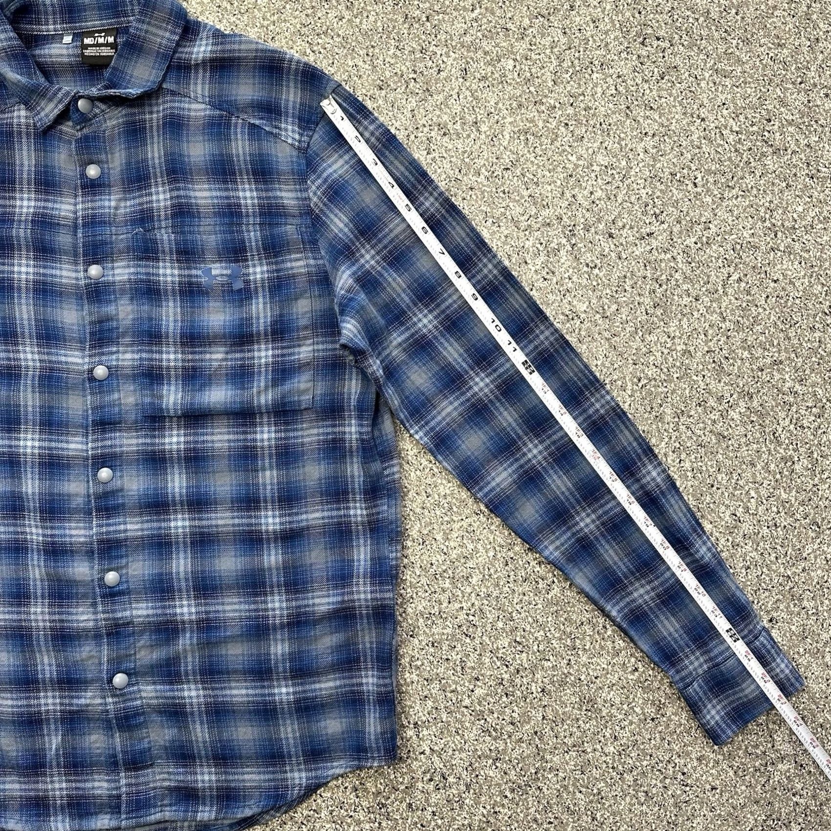 Under Armour Under Armour Tradesman Flex Flannel Long Sleeve Snap Button Shirt Mens M Blue Size US M / EU 48-50 / 2 - 5 Thumbnail