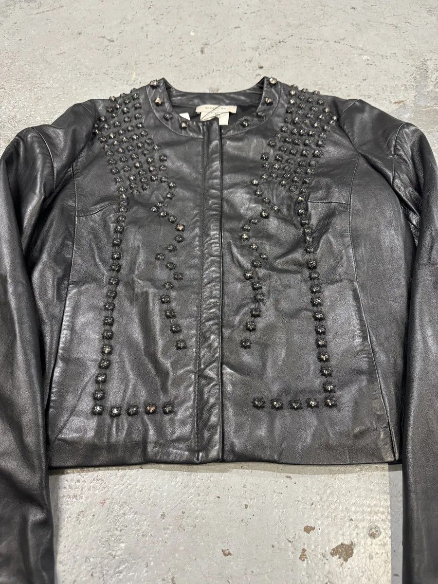 Designer × Givenchy × Vintage AW2010 Givenchy Black Crystal Embellished Leather Jacket by Riccardo Tisci Size S / US 4 / IT 40 - 6 Thumbnail