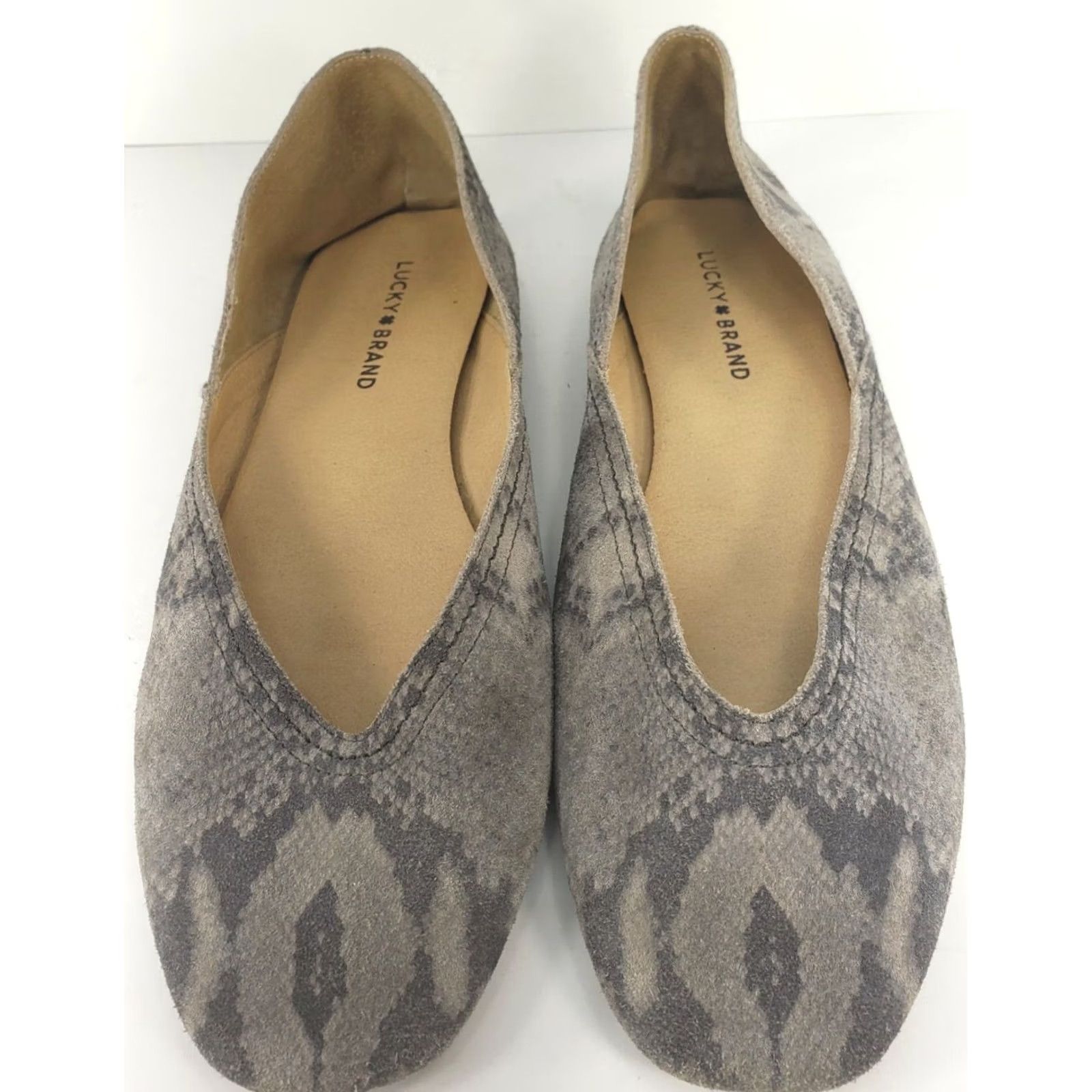 Lucky Brand Lucky Brand Alba Flat Women's Size 10 Gray Suede Snakeskin Pattern Size US 10 / IT 40 - 4 Thumbnail