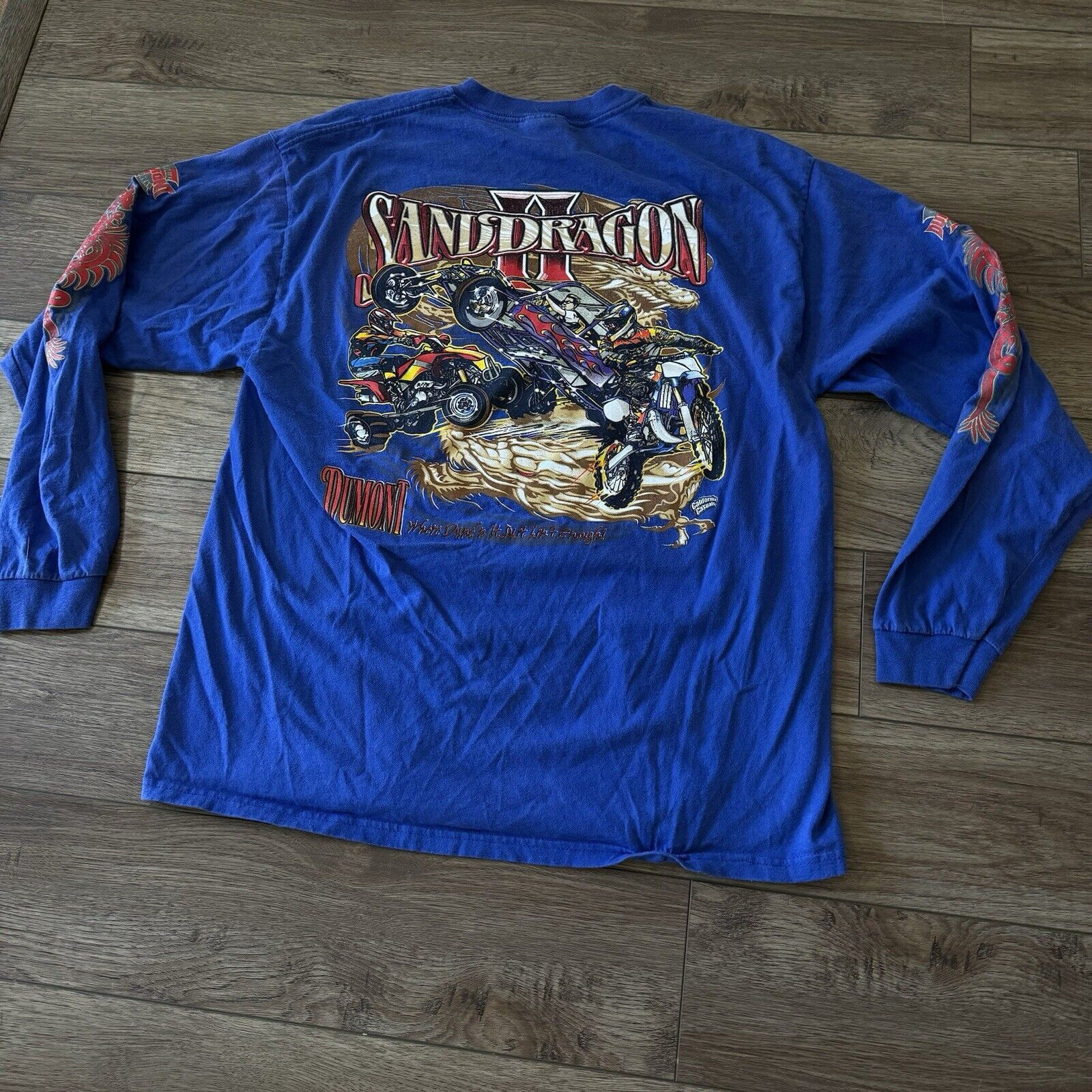 Hanes Vintage Sand Dragon Dirt Dunes Motocross Blue Long Sleeve Size US XL / EU 56 / 4 - 5 Thumbnail