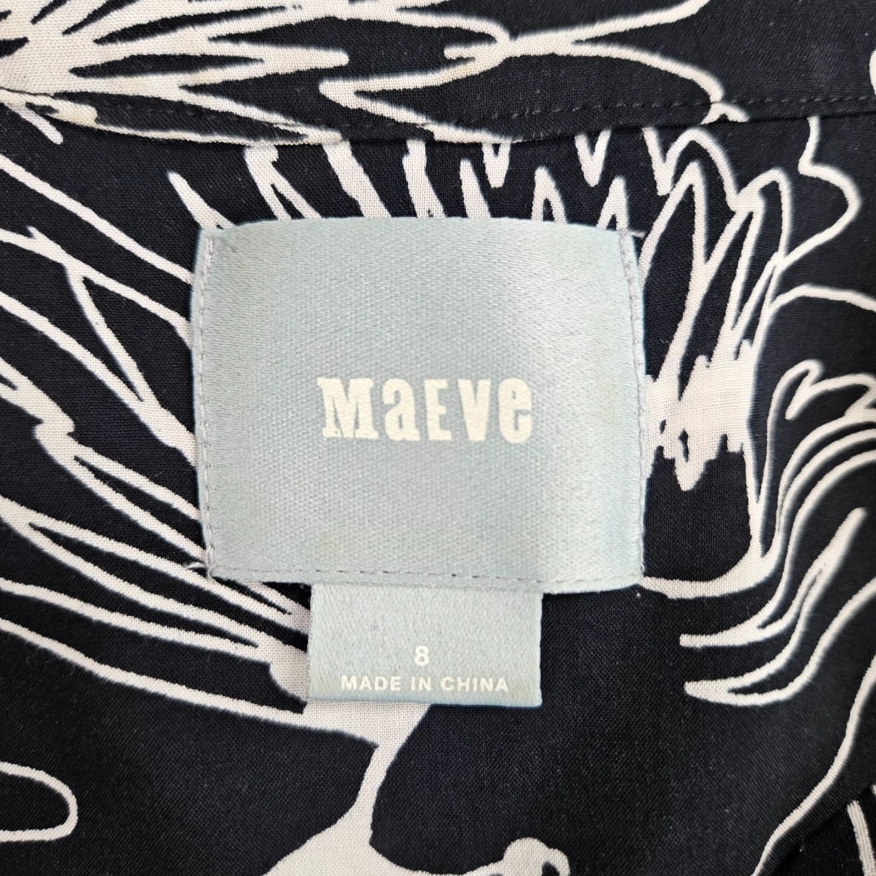 Vintage Maeve Womens Button Down Top Sz 8 Black Bird Print 3/4 Sleeve Rayon Shirt Women Size M / US 6-8 / IT 42-44 - 6 Thumbnail