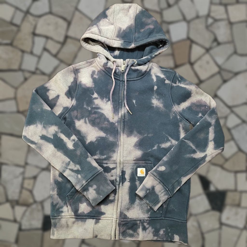 Carhartt VINTAGE Carhartt Womens XS Full Zip Hoodie Sweatshirt Acid Wash Tie Dye Blue 1 Of 1 Size XS / US 0-2 / IT 36-38 - 1 Thumbnail
