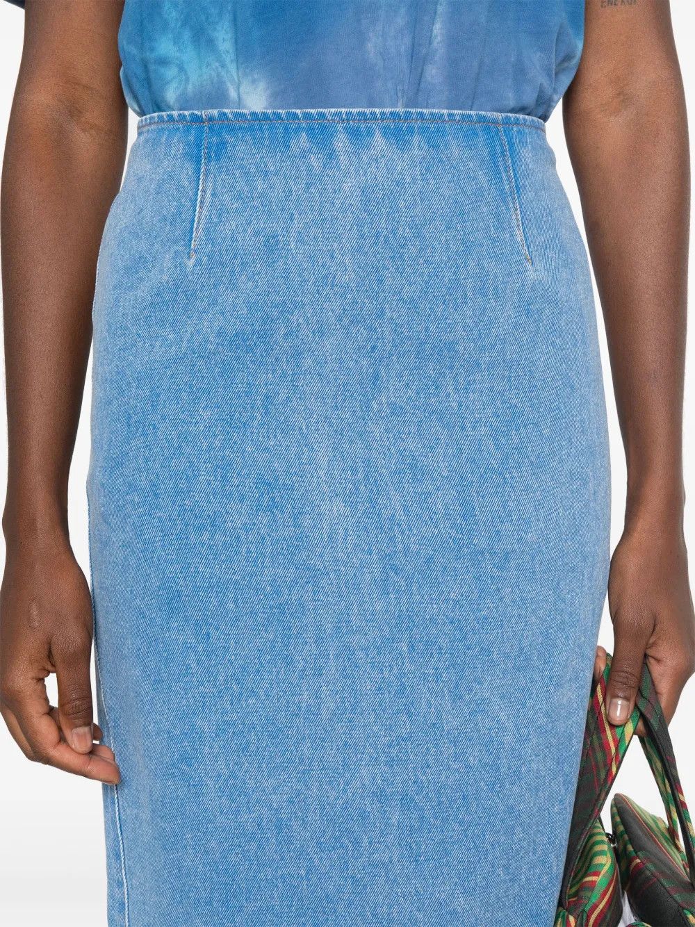 Marni o1y1125 Denim Midi Skirt in Blue Size 26" / US 2 / IT 38 - 2 Thumbnail