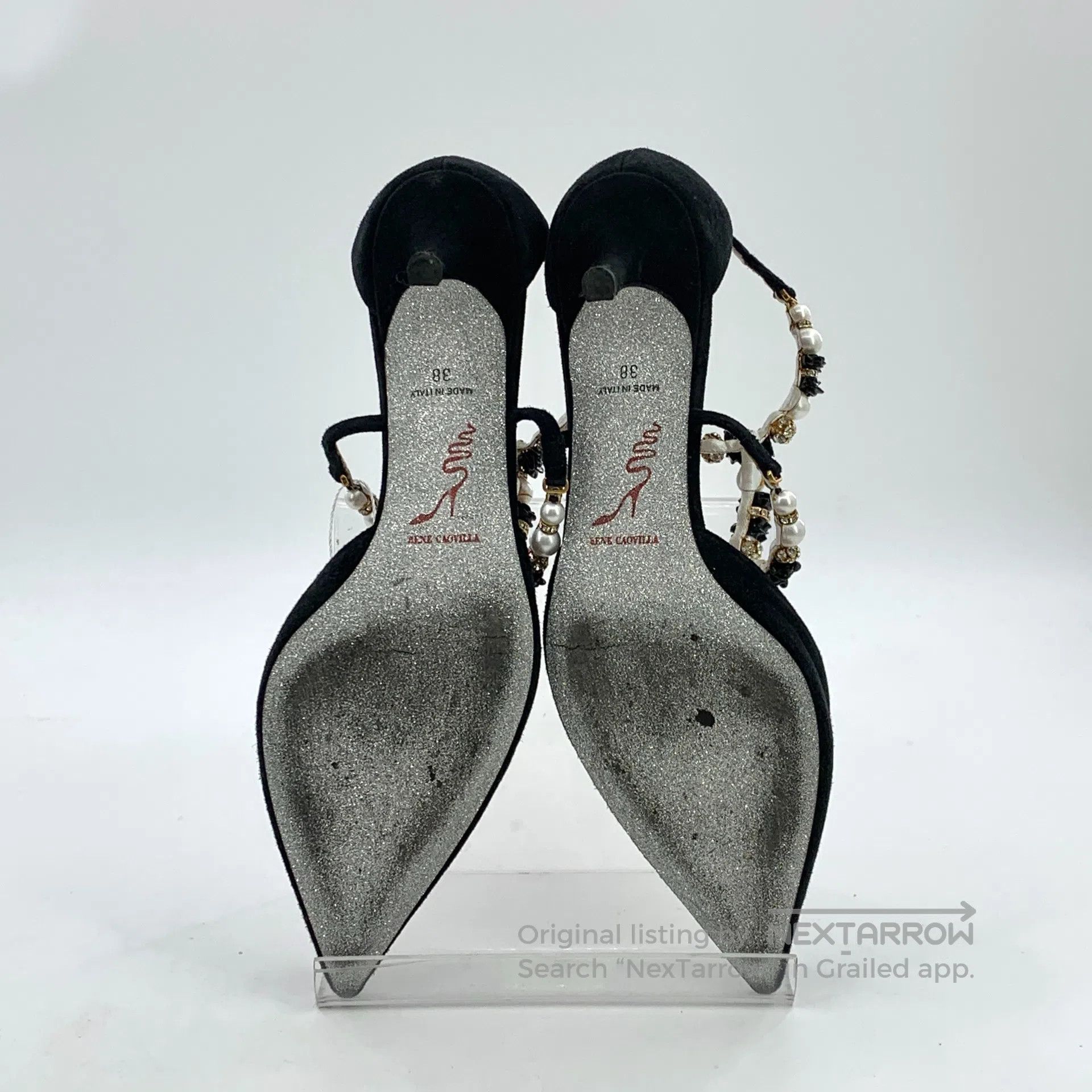 Rene Caovilla Rene Caovilla Black Pearl Beaded Stiletto High Heel Mule S Size US 7.5 / IT 37.5 - 5 Thumbnail