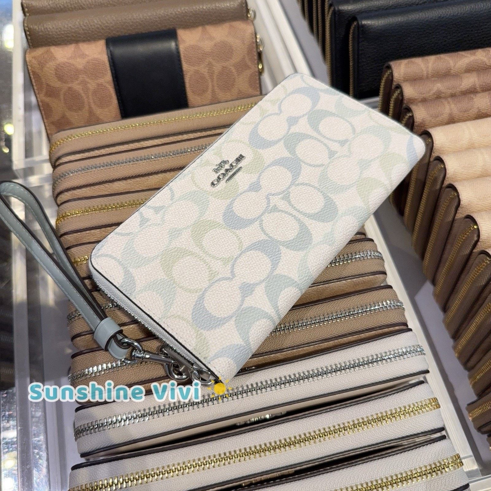 Coach NWT Coach Long Zip Around Wallet CEC22 SV/CHALK/BLUE Size ONE SIZE - 2 Thumbnail