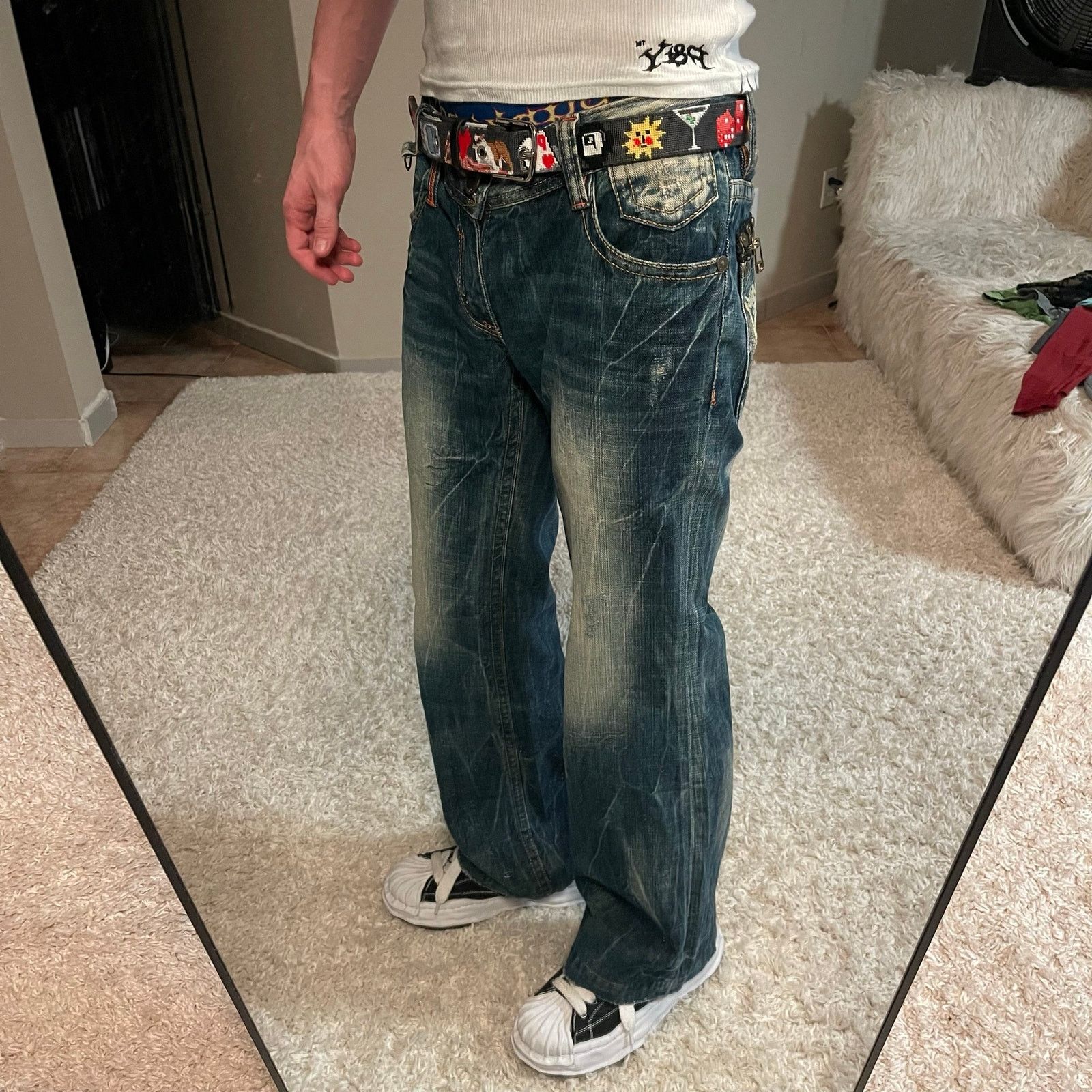 Hysteric Glamour Japanese Brand Vintage Wash Low-rise Bootcut Denim Jeans Size 32" / US 10 / IT 46 - 8 Thumbnail