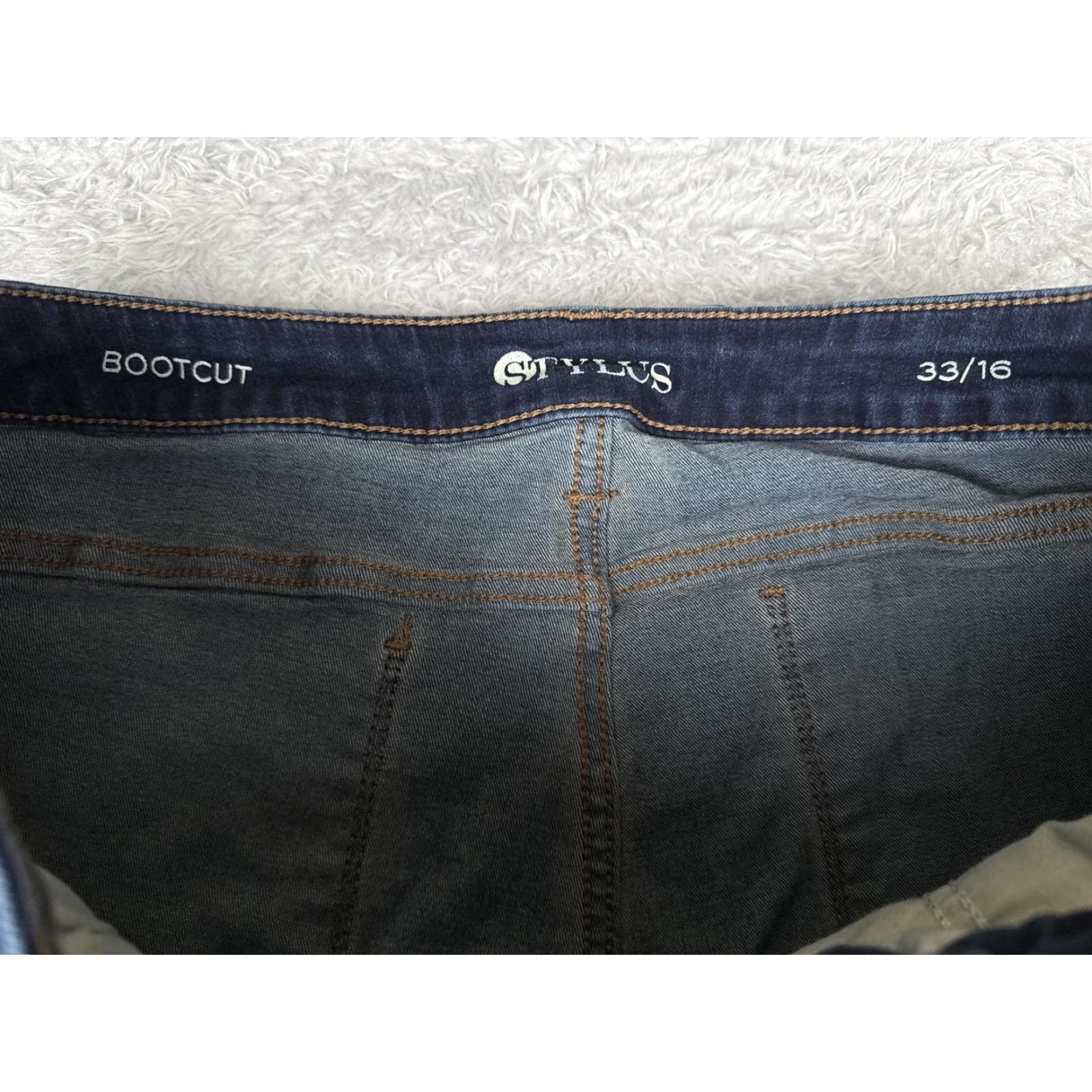Denime Stylus Jeans Womens Bootcut 16 Blue Dark Wash Mid Rise Stretch 34x32 Denim 5-Pocket Zipper Button Regular Blue, USA Theme Mens? Size 38" / US 16 / IT 52 - 6 Thumbnail